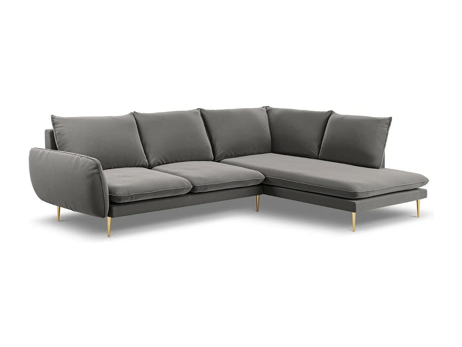 Cosmopolitan Design - Narożnik prawy, "Vienna" 6 miejsc welur, szary jasny - 275x185x95cm 3743276 - obrazek 1