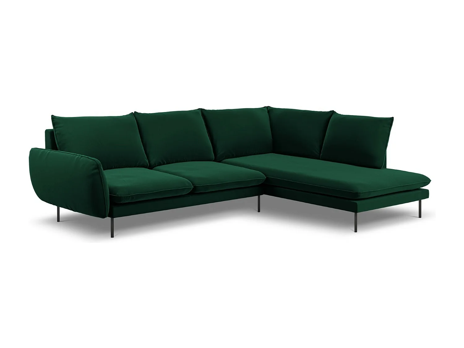 Cosmopolitan Design - Narożnik prawy, "Vienna" 6 miejsc welur, zielony butelkowy - 275x185x95cm 3743299 - obrazek 1
