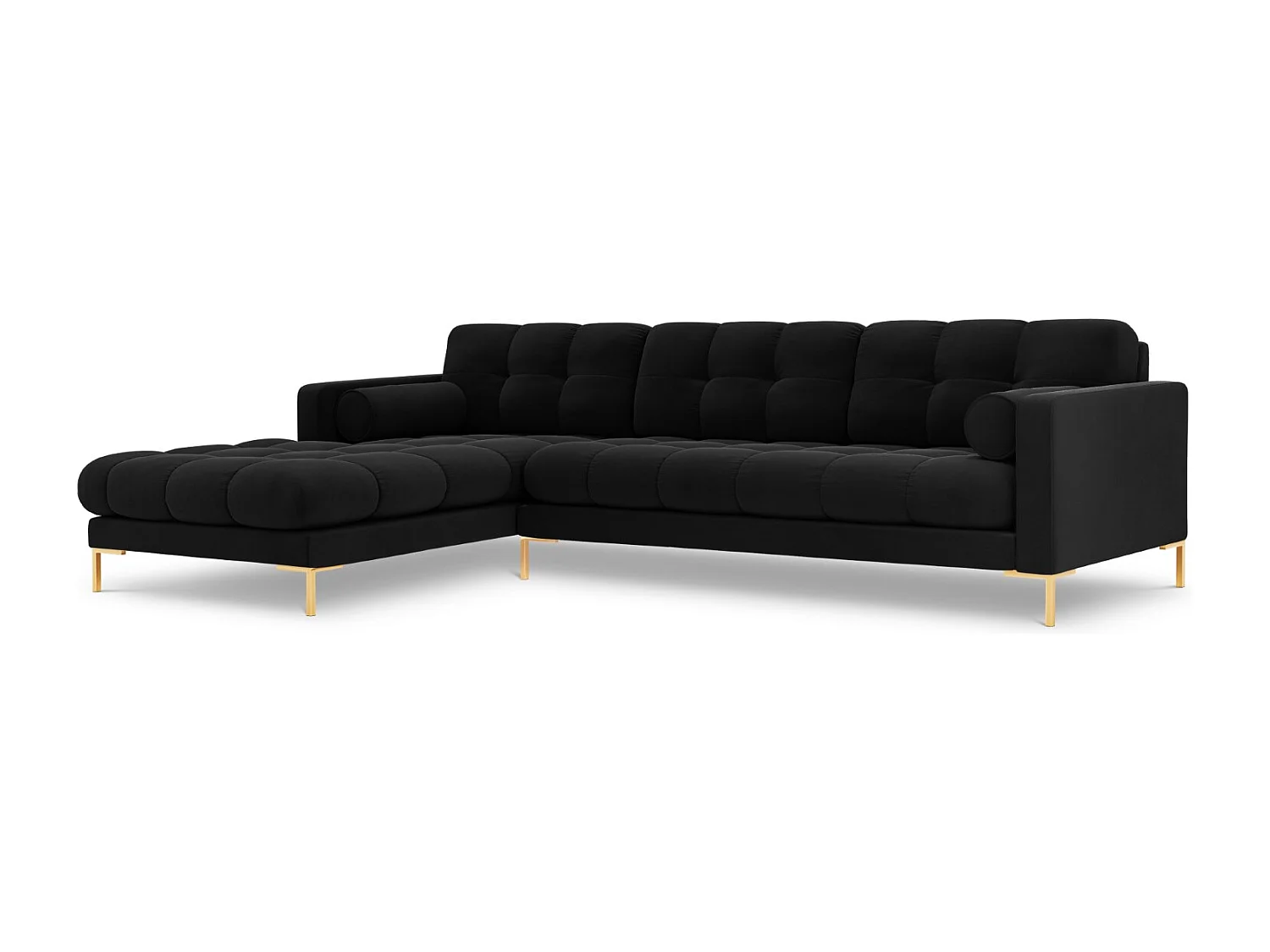 Cosmopolitan Design - Narożnik lewy, "Bali" 5 miejsc welur, czarny - 293x185x75cm 3743315 - obrazek 1