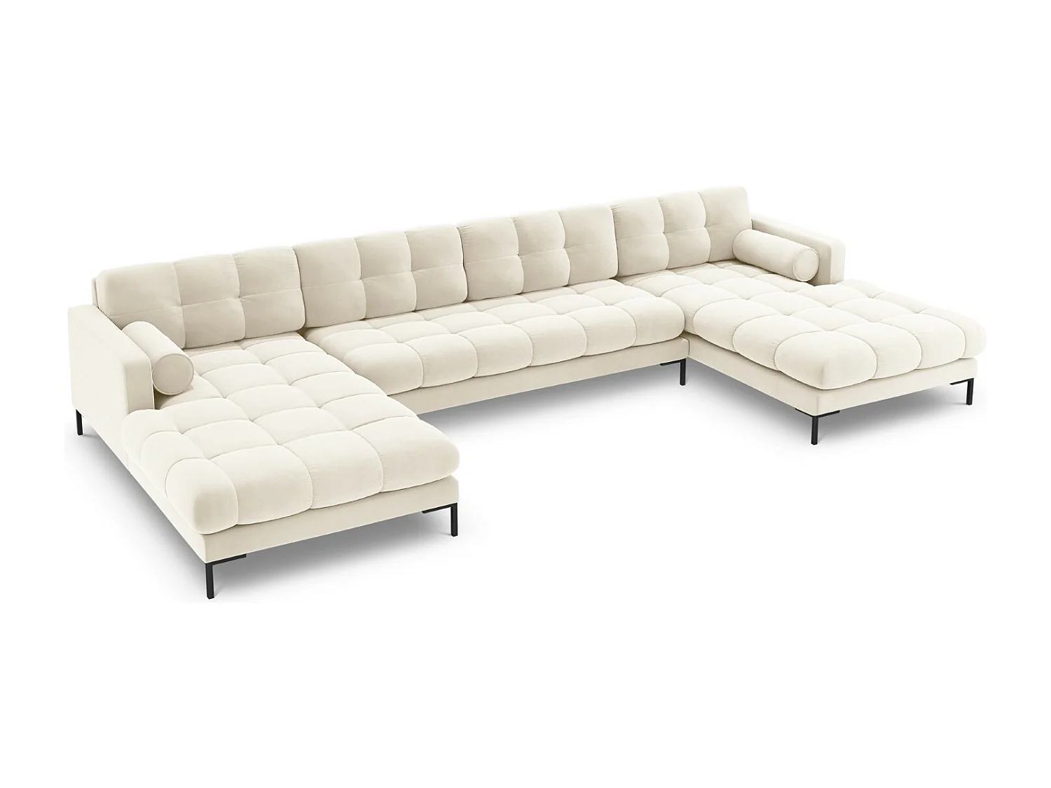 Cosmopolitan Design - Sofa panoramiczna, "Bali" 7 miejsc welur, beż jasny - 383x185x75cm 3743355 - obrazek 1