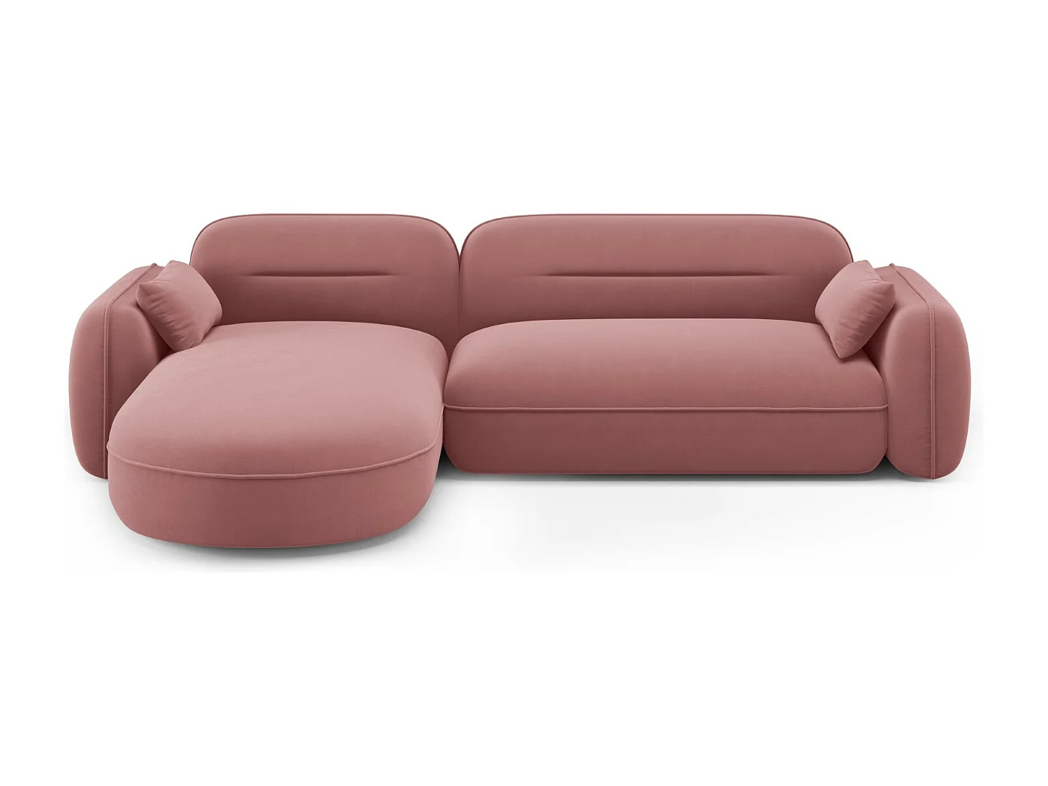 Cosmopolitan Design – Narożnik lewy panoramiczny, „Sydney” 4 miejsca welur, łosoś – 275x165x70cm 3743373