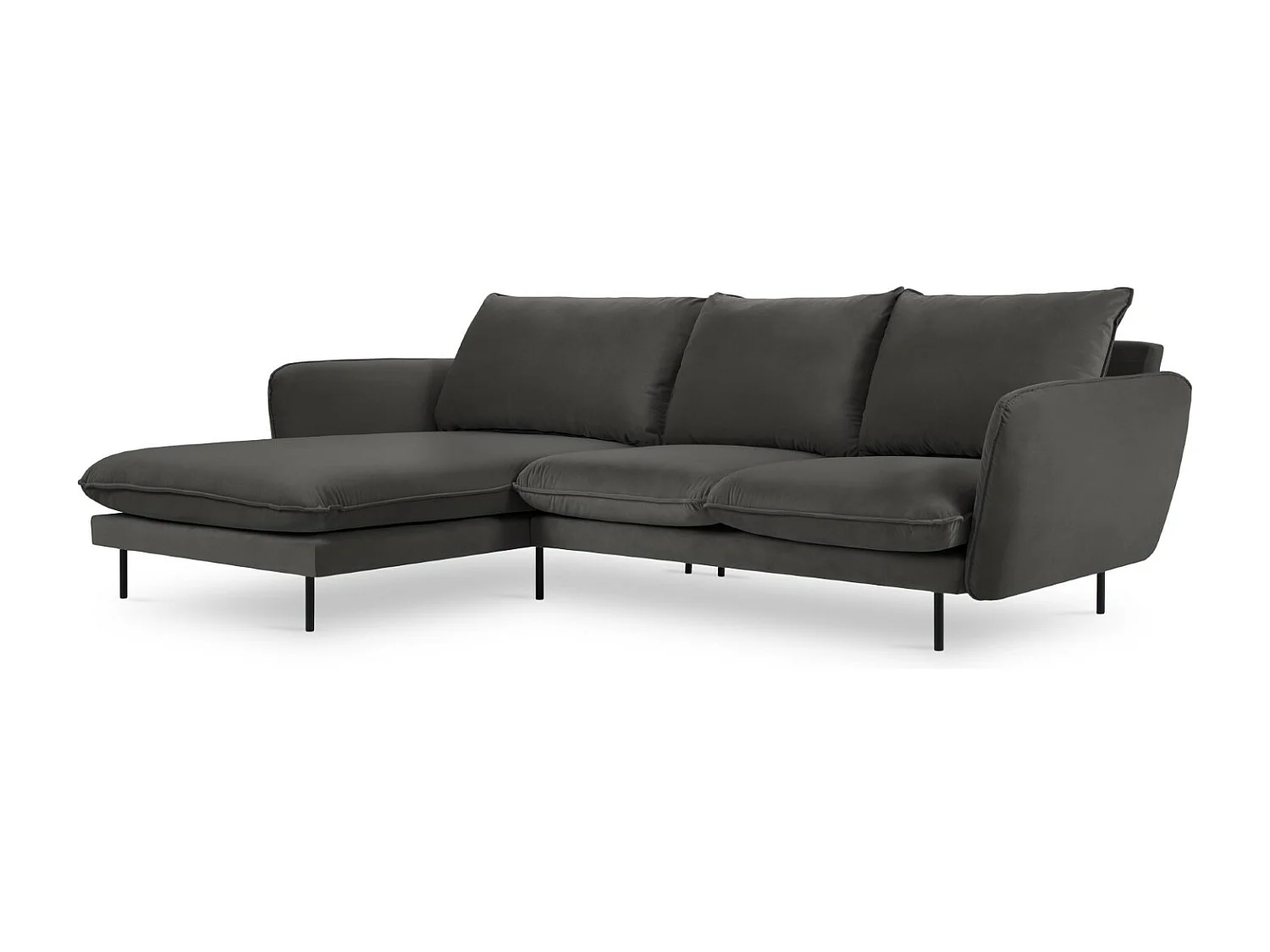 Cosmopolitan Design - Narożnik lewy, "Vienna" 5 miejsc welur, szary ciemny - 255x170x95cm 3743386 - obrazek 1