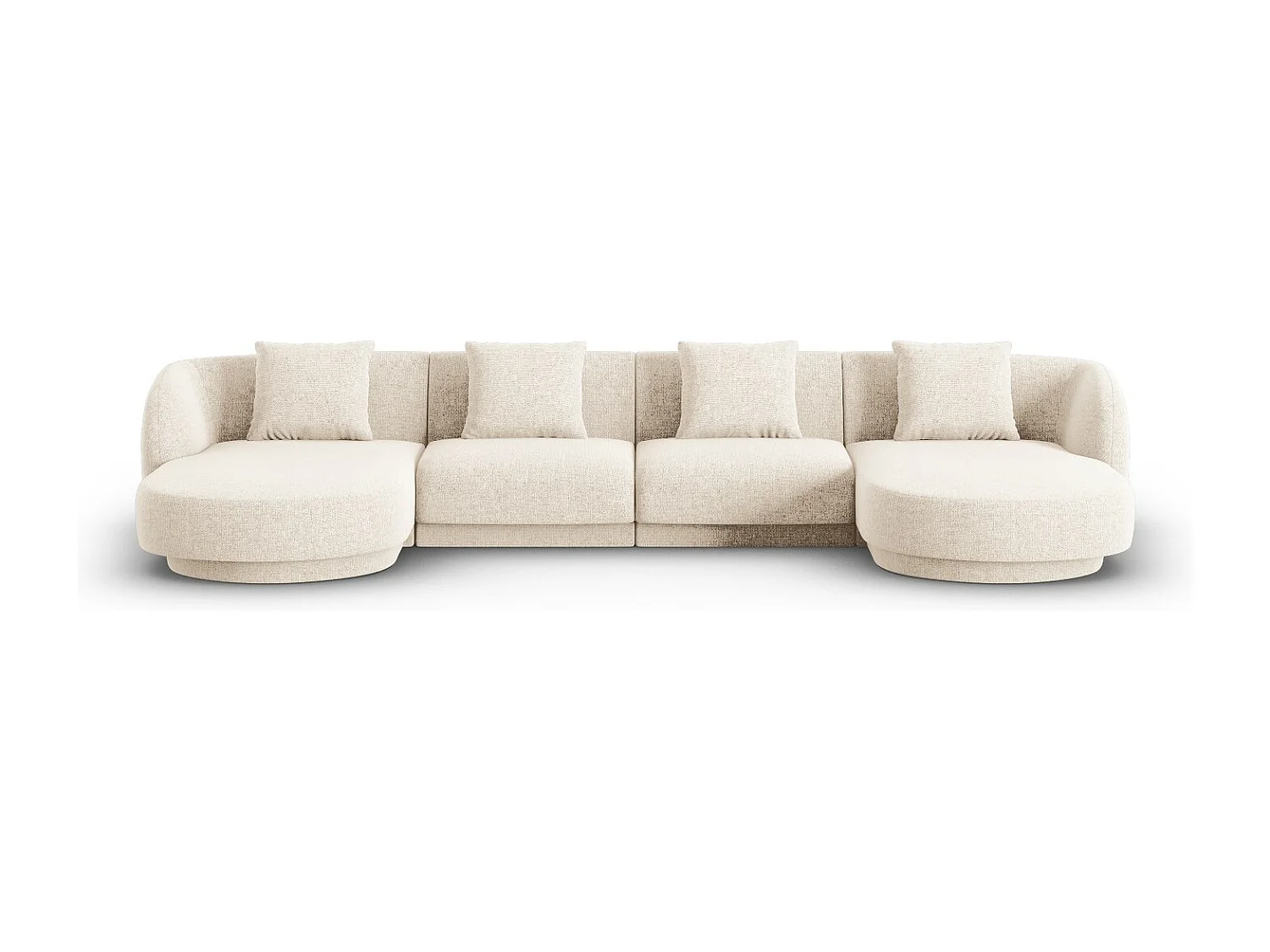 Cosmopolitan Design - Sofa panoramiczna, "Tulum" 5 miejsc szenil, beż jasny - 330x156x70cm 3743388 - obrazek 1