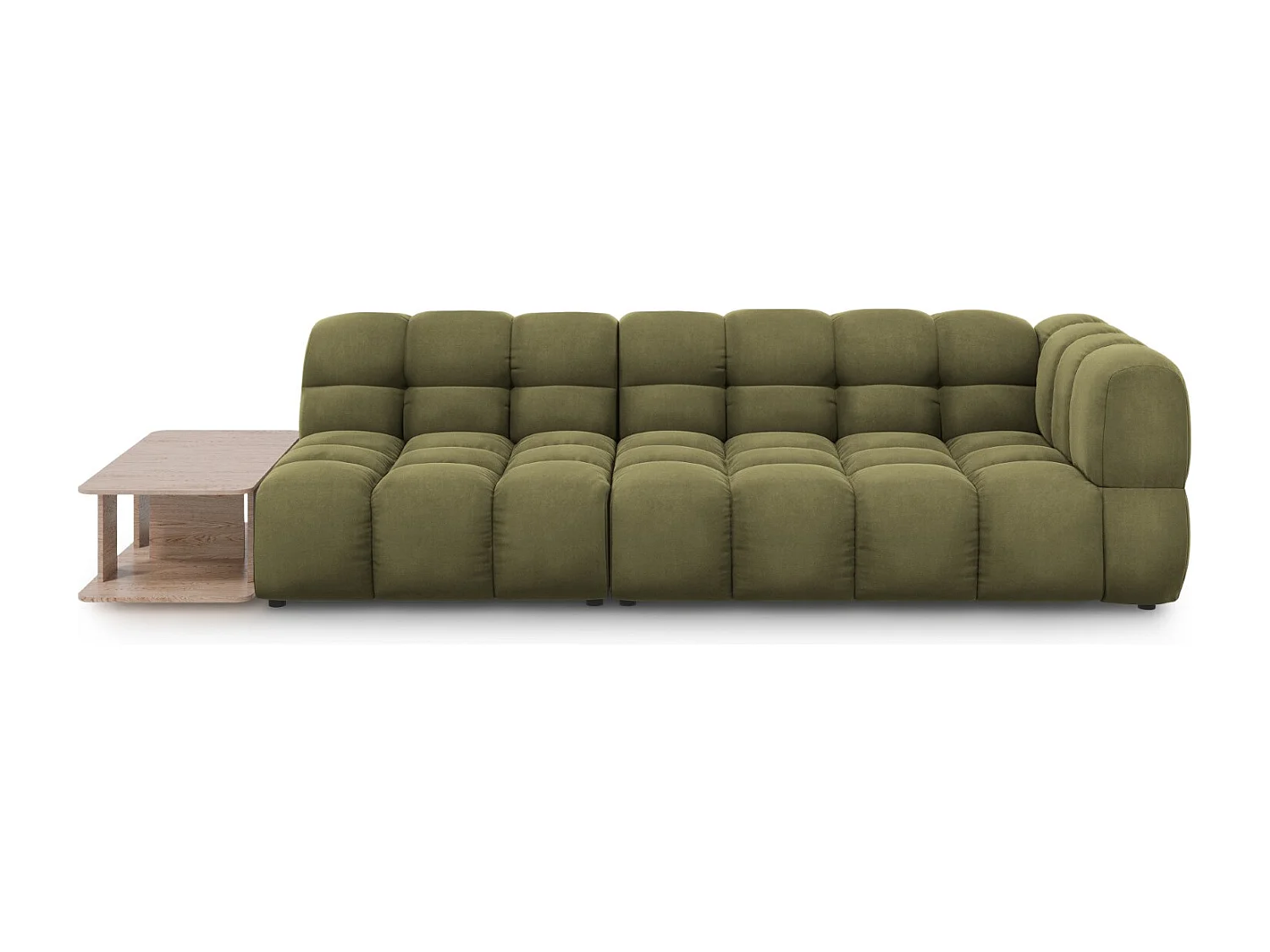 Cosmopolitan Design - Sofa modułowa bok lewy, "Sky" 4 miejsca welur, zielony jasny - 297x102x75cm 3743404 - obrazek 1