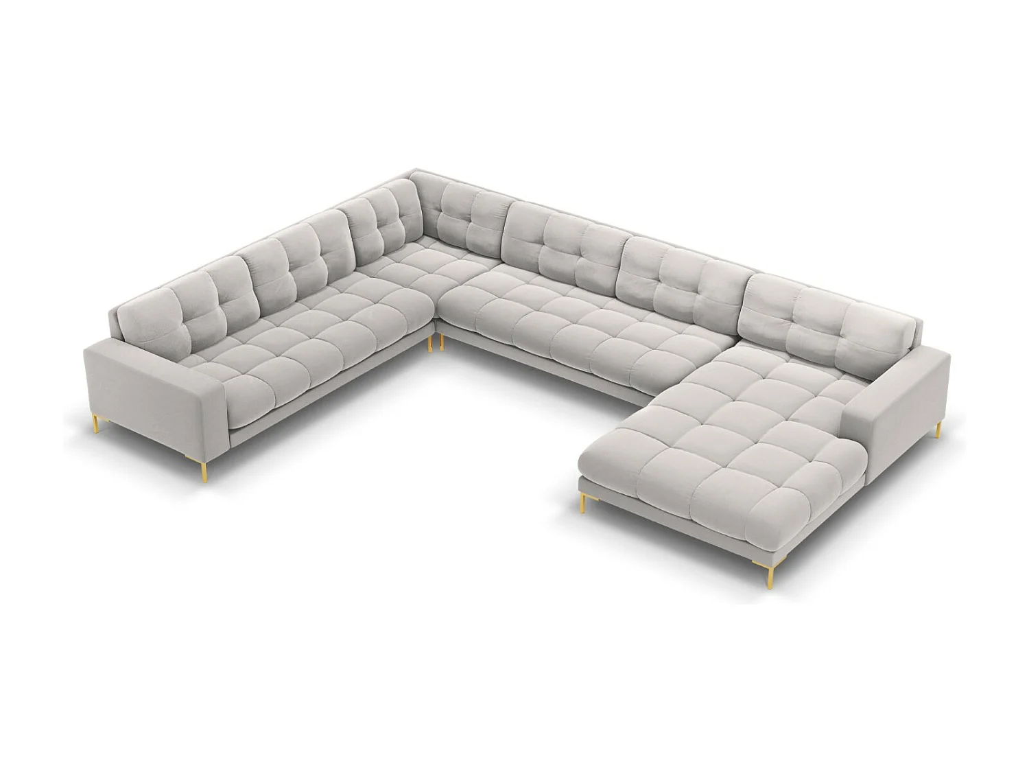 Cosmopolitan Design – Narożnik lewy panoramiczny, „Bali” 7 miejsc welur, srebrny – 327x256x75cm 3743413