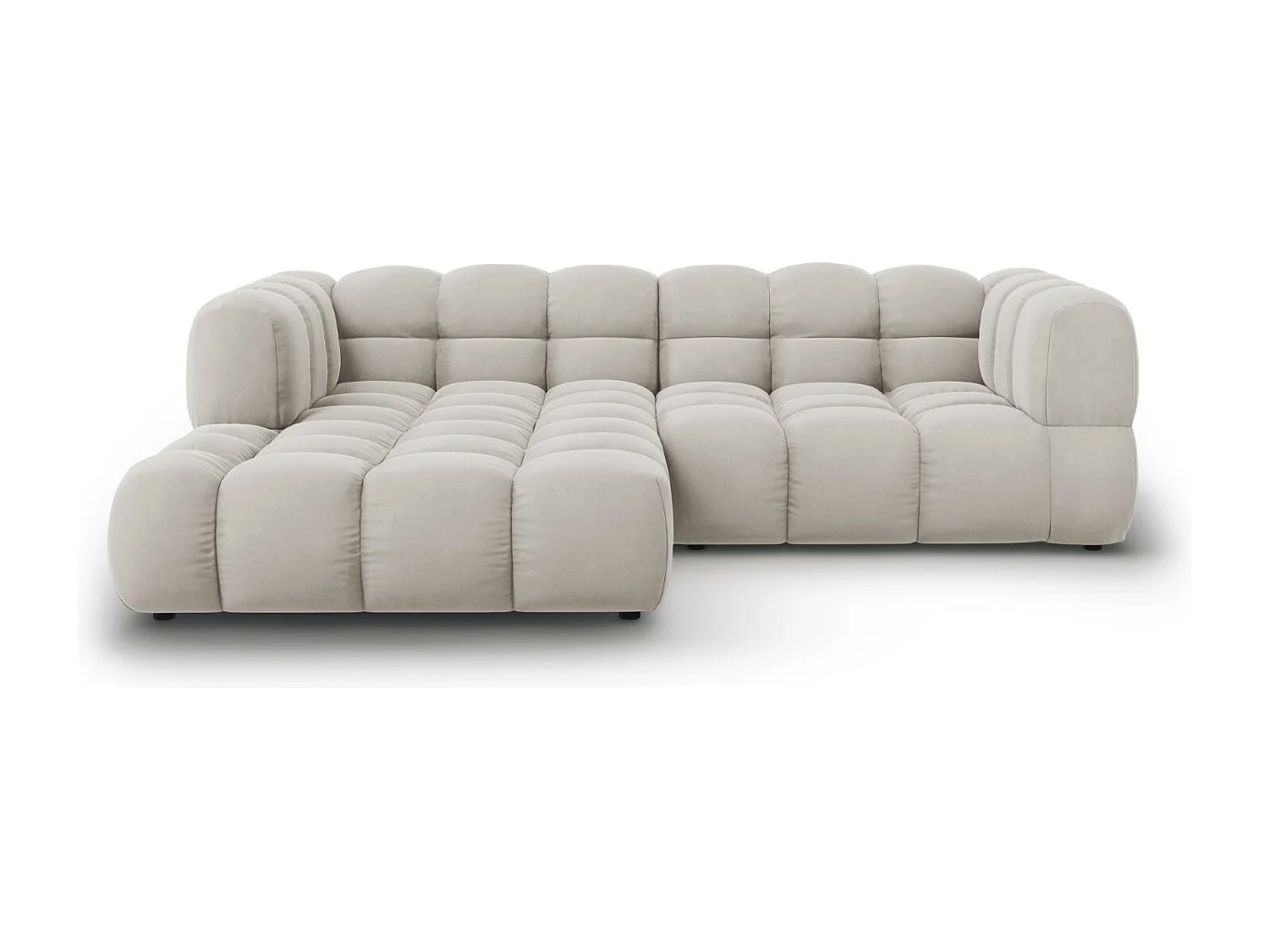 Cosmopolitan Design – Narożnik lewy panoramiczny, „Sky” 3 miejsca welur, beż jasny – 244x162x75cm 3743448