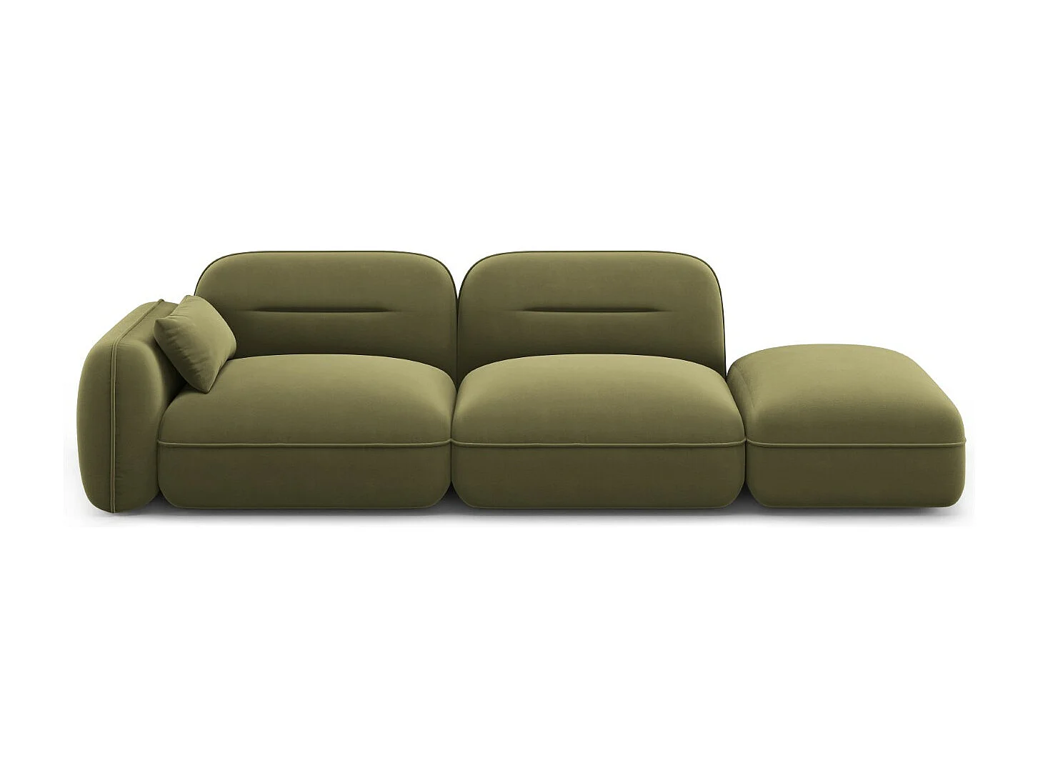 Cosmopolitan Design - Sofa modułowa bok prawy, "Sydney" 3 miejsca welur, zielony jasny - 295x90x70cm 3743456 - obrazek 1