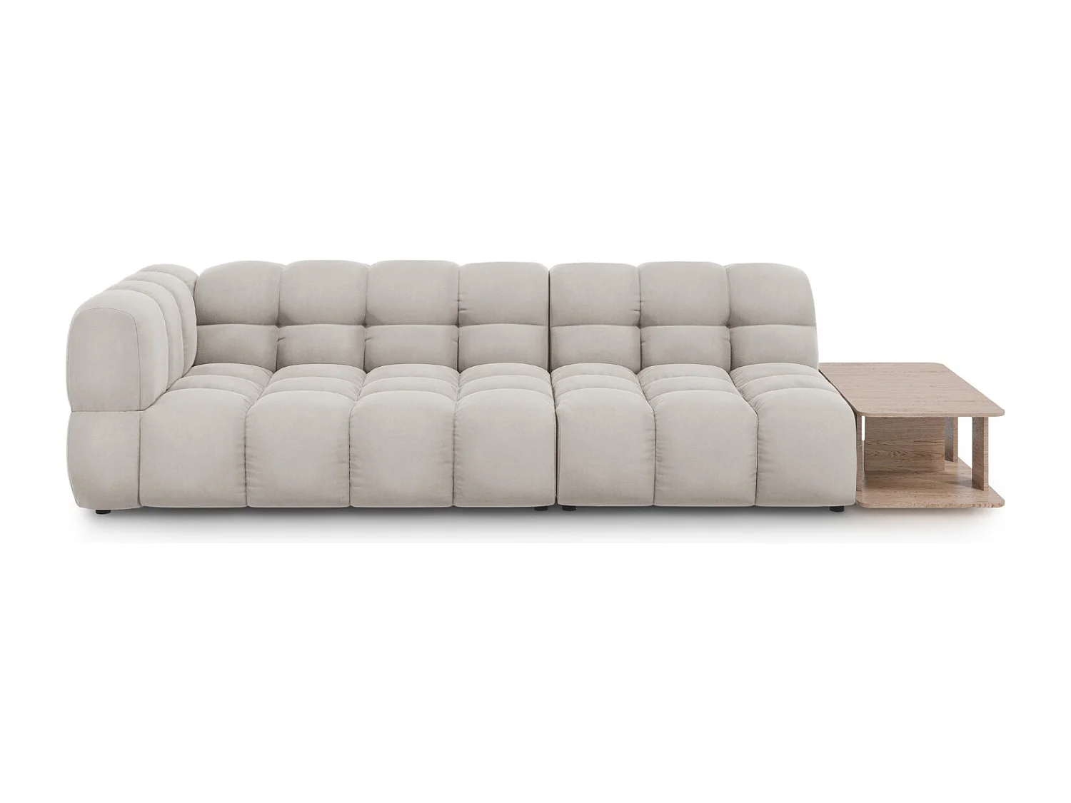 Cosmopolitan Design - Sofa modułowa bok prawy, "Sky" 4 miejsca welur, beż jasny - 297x102x75cm 3743469 - obrazek 1