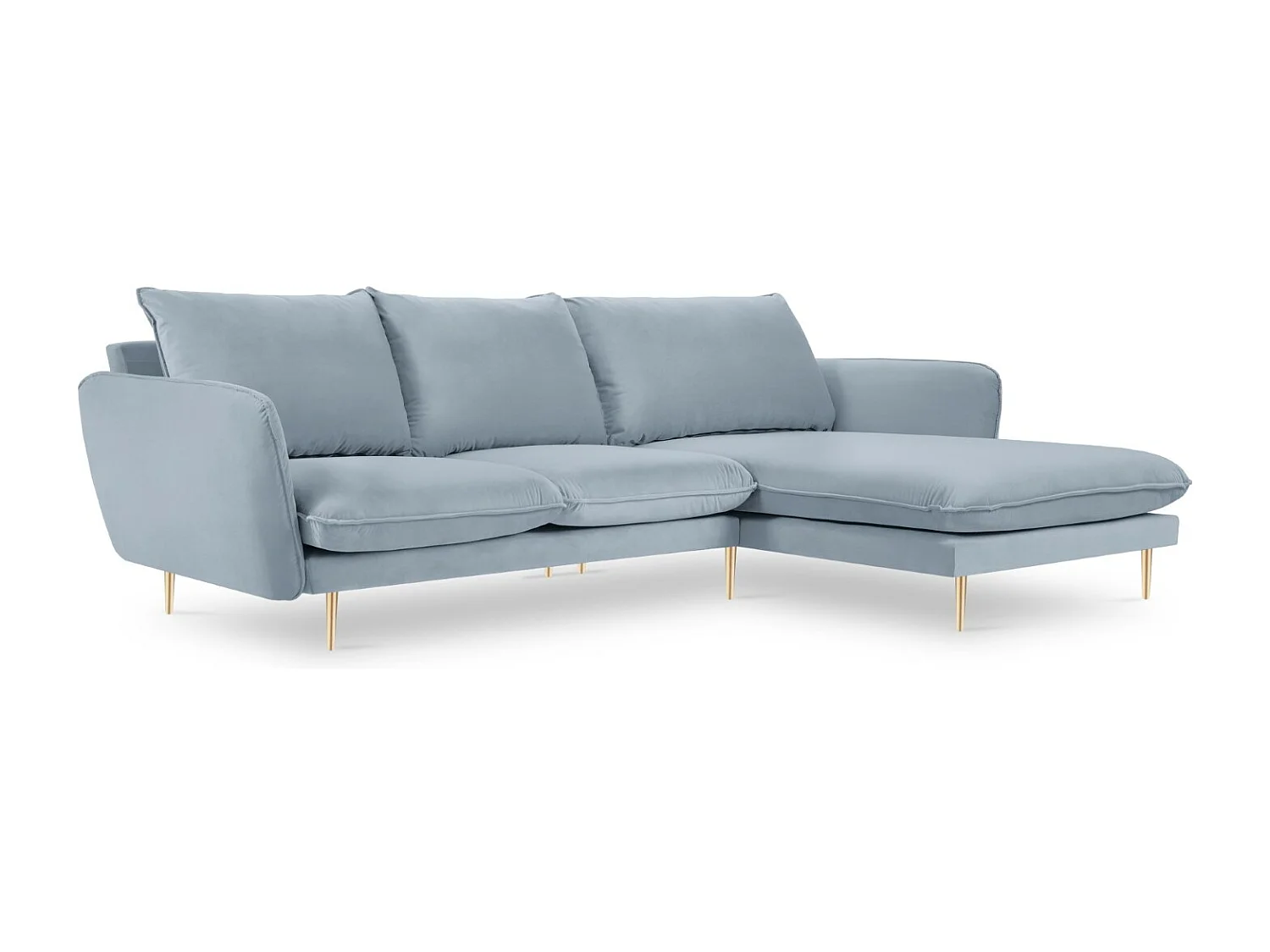 Cosmopolitan Design – Narożnik prawy, „Vienna” 5 miejsc welur, niebieski jasny – 255x170x95cm 3743468