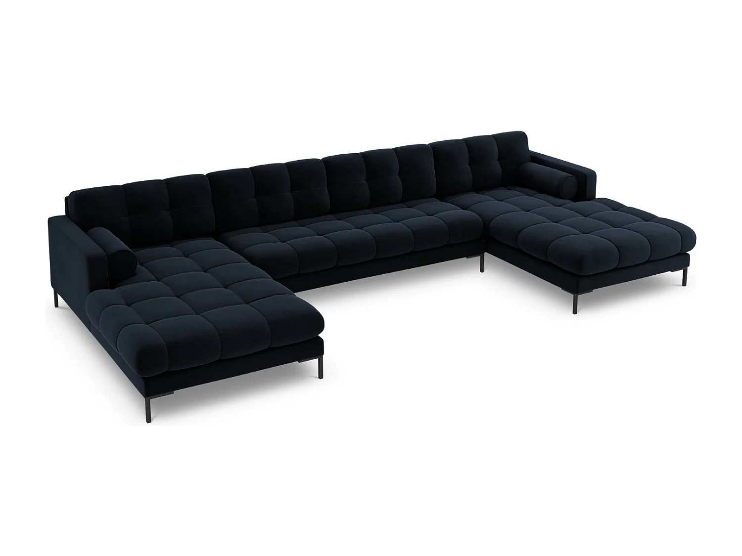 Cosmopolitan Design - Sofa panoramiczna, "Bali" 7 miejsc welur, niebieski ciemny - 383x185x75cm 3743471 - obrazek 1