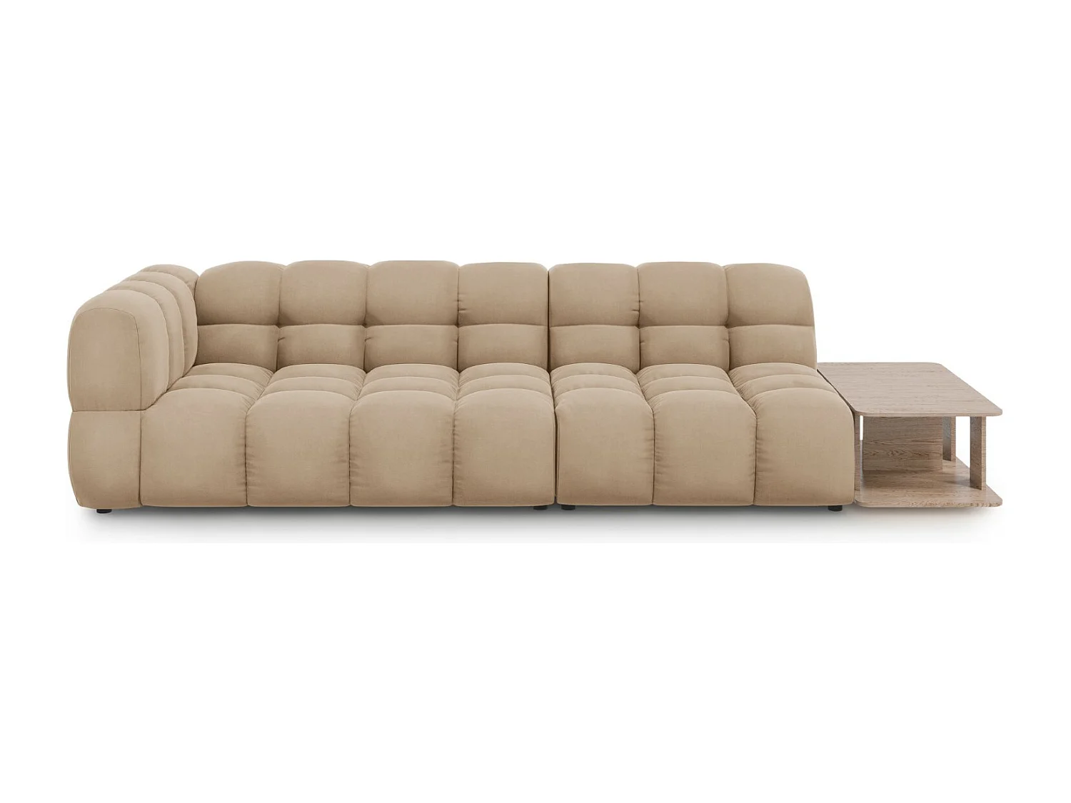 Cosmopolitan Design - Sofa modułowa bok prawy, "Sky" 4 miejsca welur, piasek - 297x102x75cm 3743495 - obrazek 1