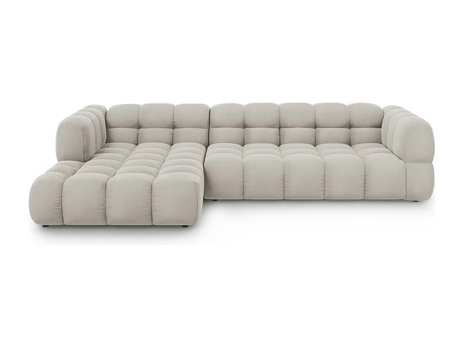 Cosmopolitan Design – Narożnik lewy panoramiczny, „Sky” 4 miejsca welur, beż jasny – 300x162x75cm 3743505