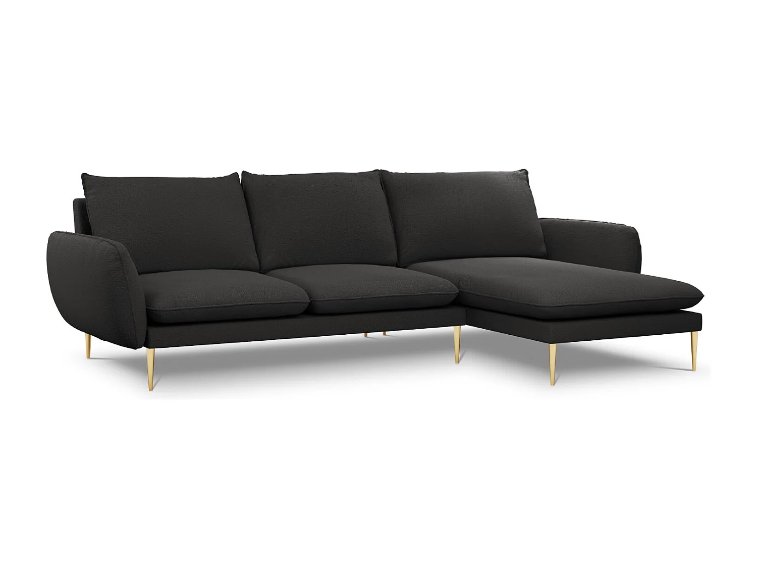 Cosmopolitan Design – Narożnik prawy, „Vienna” 5 miejsc boucle, czarny – 255x170x95cm 3743499