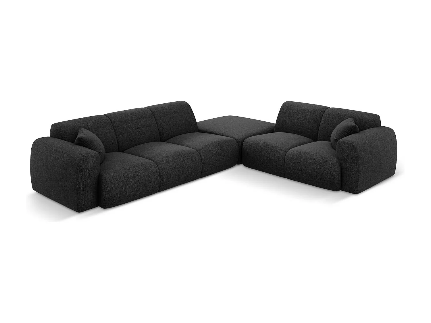 Cosmopolitan Design – Narożnik prawy, „Nolio” 4 miejsca szenil, czarny – 315x250x72cm 3743526