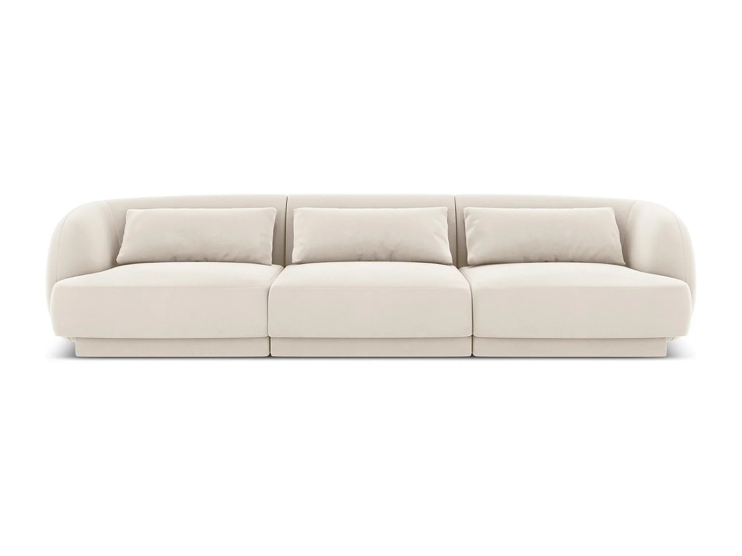 Cosmopolitan Design - Sofa, "Tulum" 3 miejsca welur, beż jasny - 255x90x70cm 3743539 - obrazek 1
