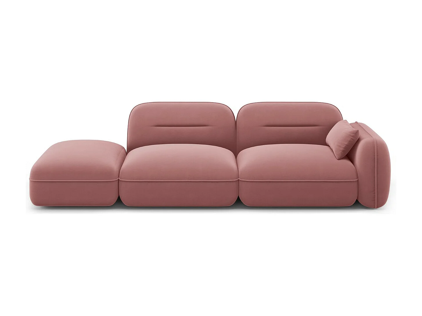 Cosmopolitan Design - Sofa modułowa bok lewy, "Sydney" 3 miejsca welur, łosoś - 295x90x70cm 3743542 - obrazek 1
