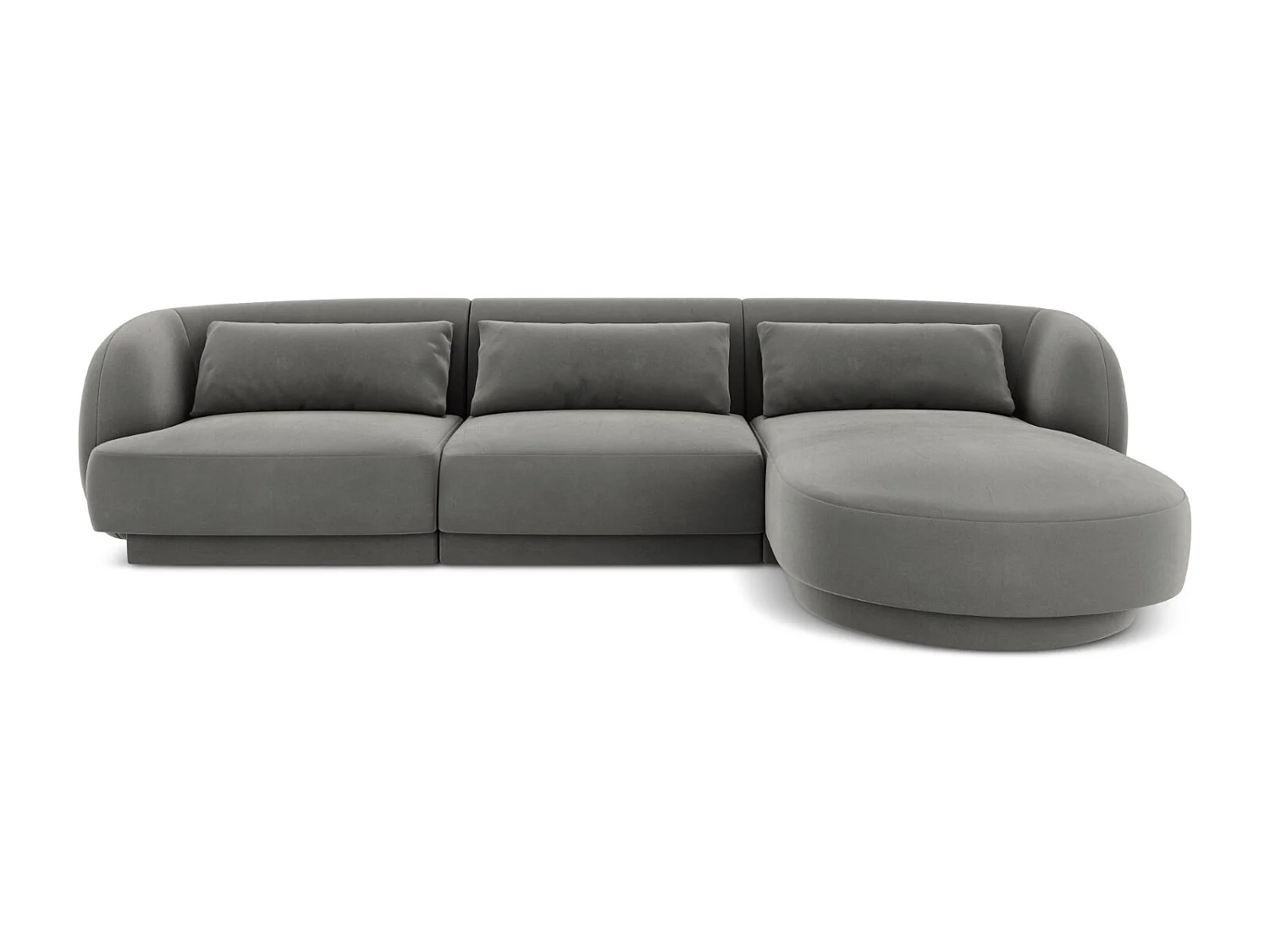 Cosmopolitan Design – Narożnik prawy, „Tulum” 4 miejsca welur, szary jasny – 255x156x70cm 3743565