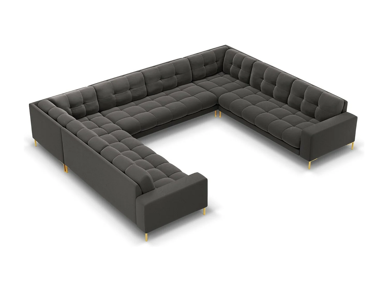 Cosmopolitan Design - Sofa panoramiczna, "Bali" 9 miejsc welur, szary ciemny - 327x256x75cm 3743575 - obrazek 1