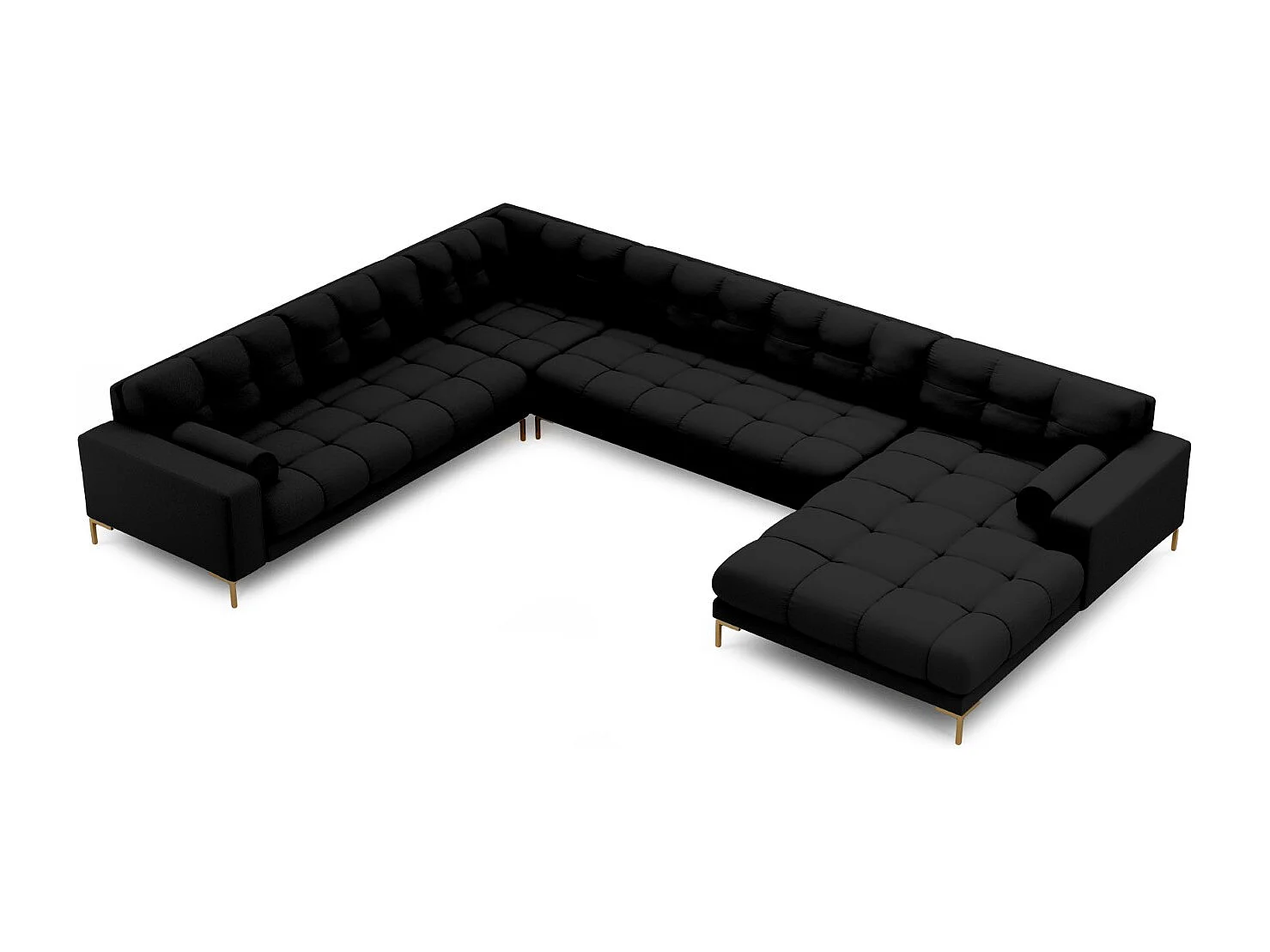 Cosmopolitan Design – Narożnik lewy panoramiczny, „Bali” 7 miejsc tkanina strukturalna, czarny – 327x256x75cm 3743590