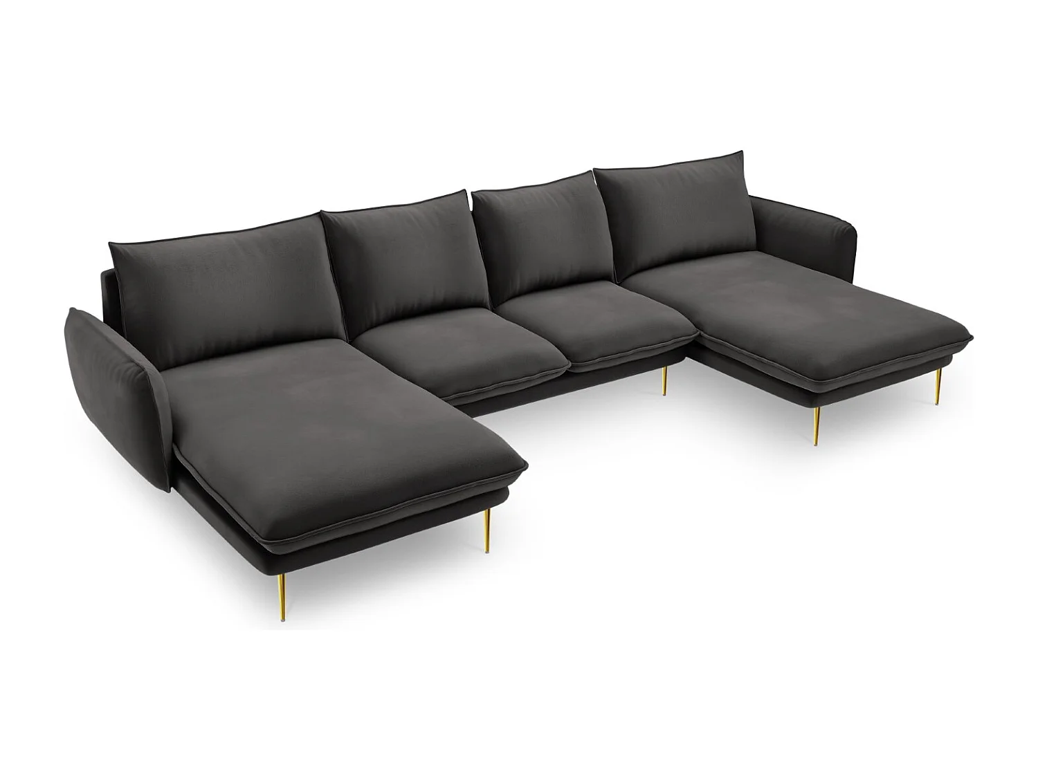 Cosmopolitan Design - Sofa panoramiczna, "Vienna" 6 miejsc welur, szary ciemny - 350x170x95cm 3743610 - obrazek 1