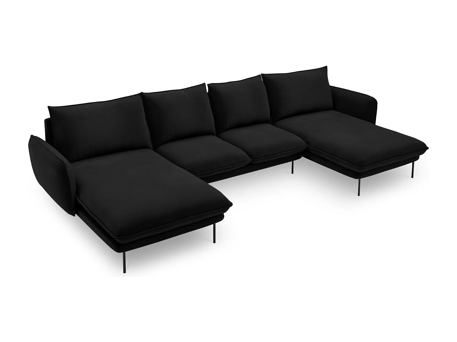Cosmopolitan Design - Sofa panoramiczna, "Vienna" 6 miejsc welur, czarny - 350x170x95cm 3743634 - obrazek 1