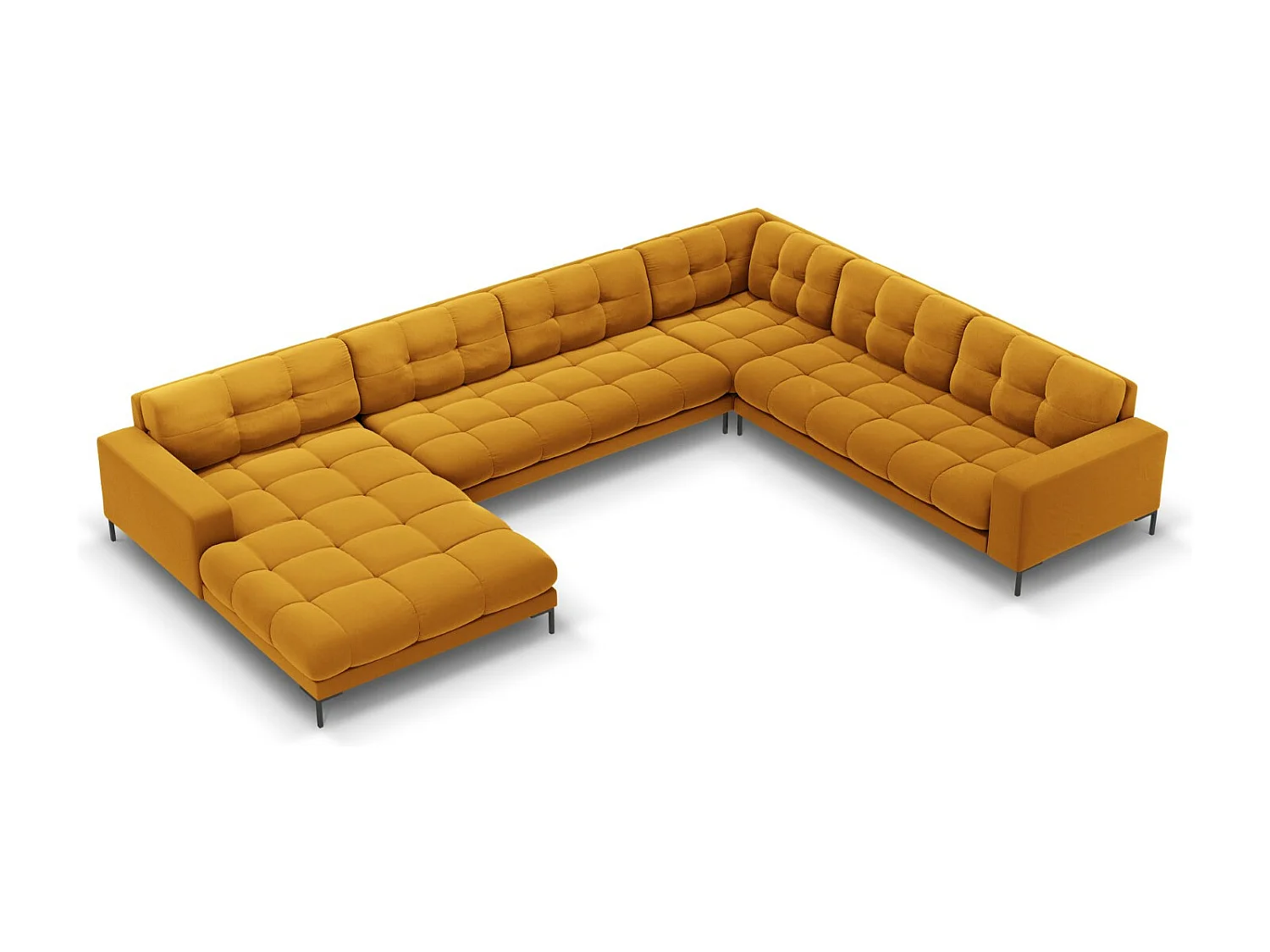 Cosmopolitan Design - Narożnik prawy panoramiczny, "Bali" 7 miejsc welur, żółty - 327x256x75cm 3743645 - obrazek 1