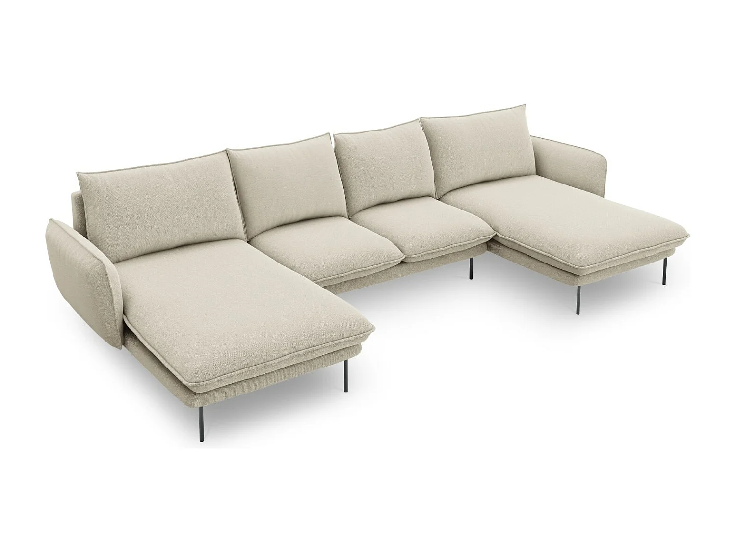 Cosmopolitan Design - Sofa panoramiczna, "Vienna" 6 miejsc tkanina strukturalna, beż - 350x170x95cm 3743651 - obrazek 1