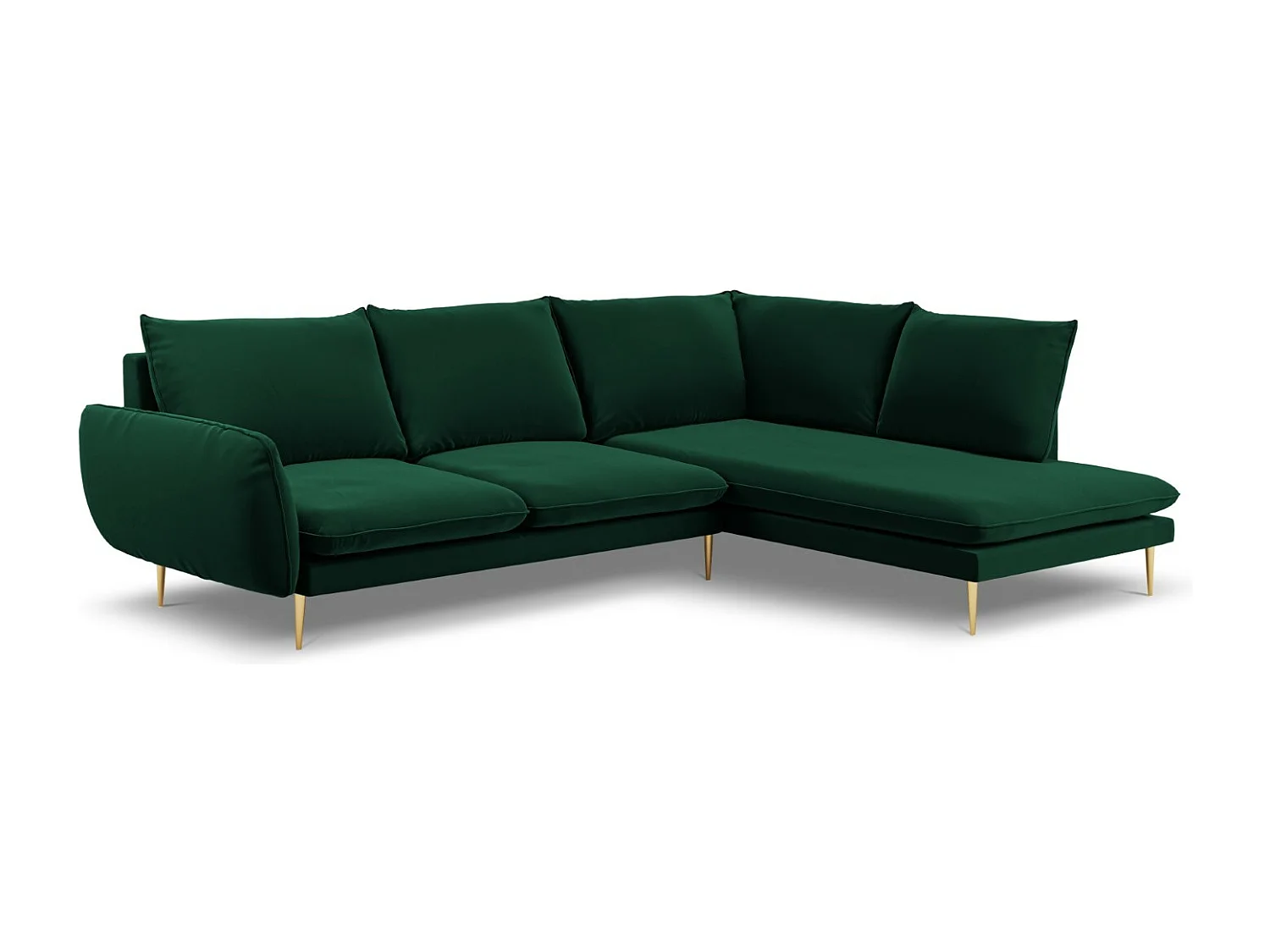 Cosmopolitan Design - Narożnik prawy, "Vienna" 6 miejsc welur, zielony butelkowy - 275x185x95cm 3743652 - obrazek 1