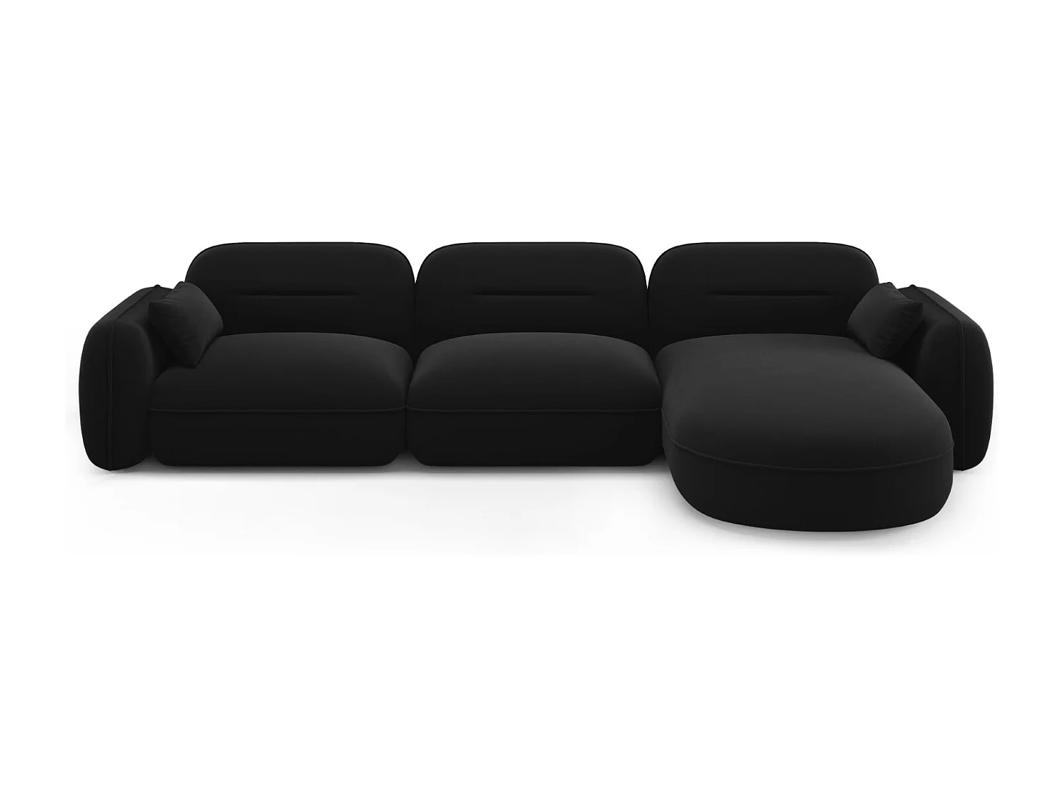 Cosmopolitan Design - Narożnik prawy panoramiczny, "Sydney" 4 miejsca welur, czarny - 320x165x70cm 3743876 - obrazek 1