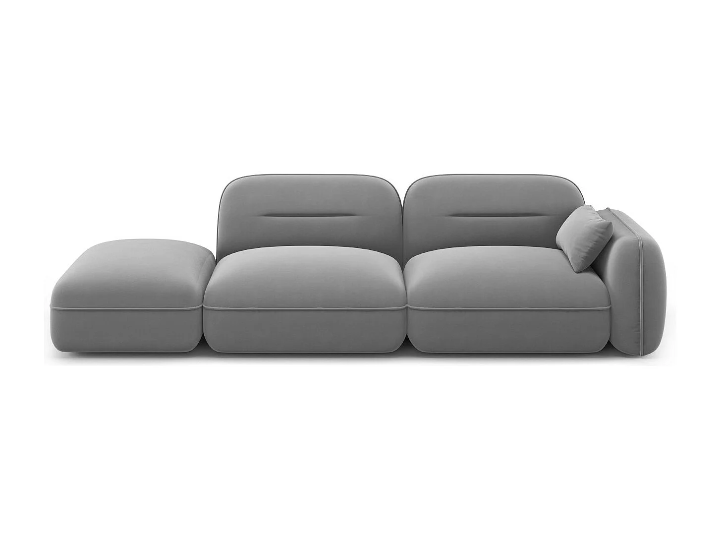 Cosmopolitan Design - Sofa modułowa bok lewy, "Sydney" 3 miejsca welur, szary jasny - 295x90x70cm 3743881 - obrazek 1