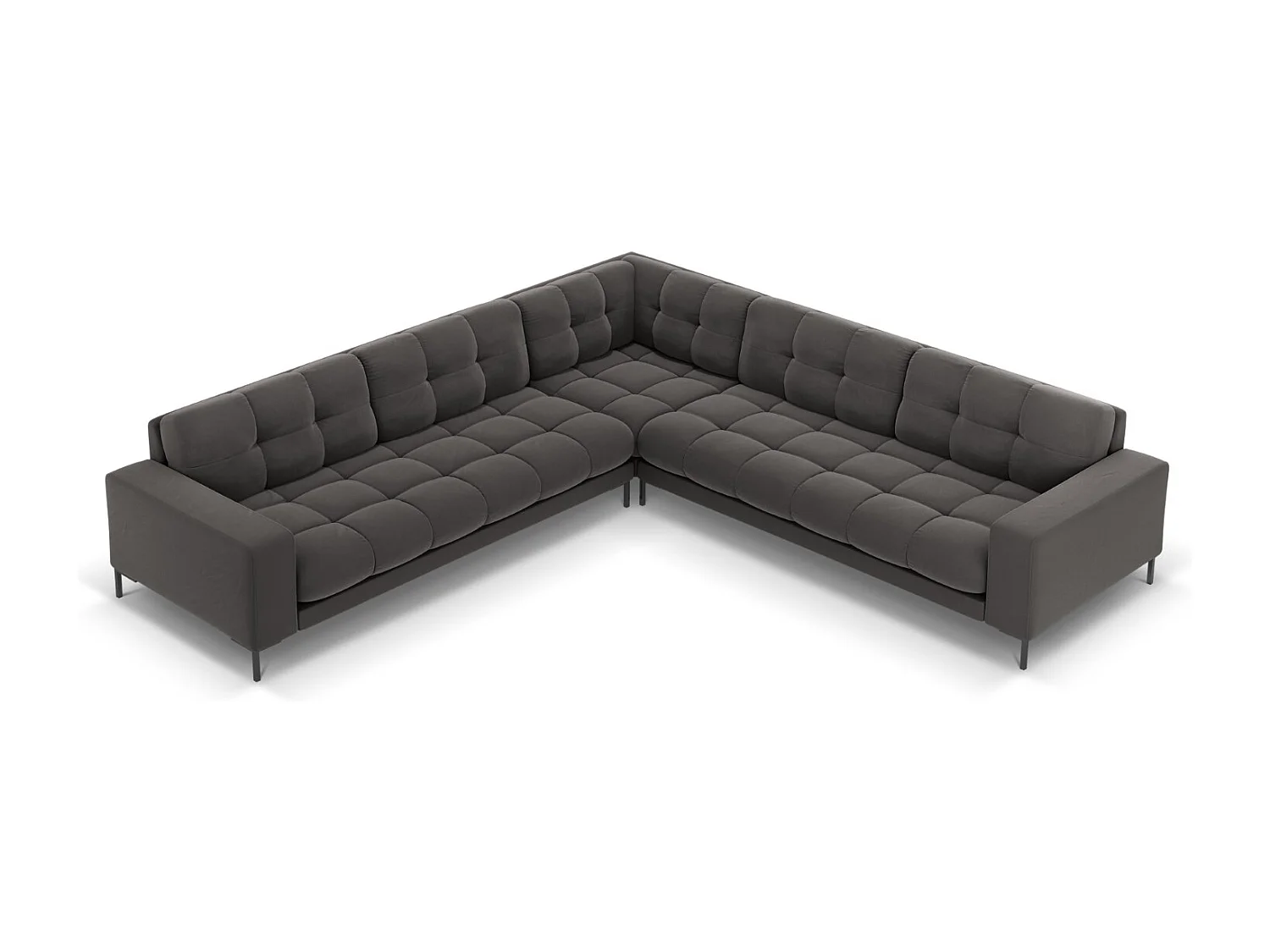 Cosmopolitan Design - Narożnik symetryczny, "Bali" 6 miejsc welur, szary ciemny - 256x256x75cm 3743909 - obrazek 1