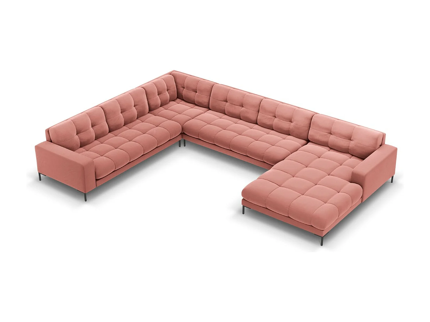 Cosmopolitan Design – Narożnik lewy panoramiczny, „Bali” 7 miejsc welur, róż – 327x256x75cm 3743912