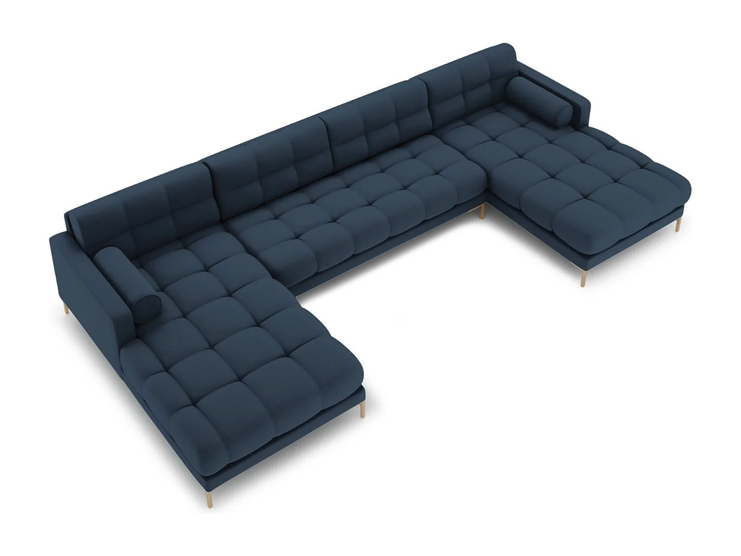 Cosmopolitan Design - Sofa panoramiczna, "Bali" 7 miejsc tkanina strukturalna, niebieski - 383x185x75cm 3743920 - obrazek 1