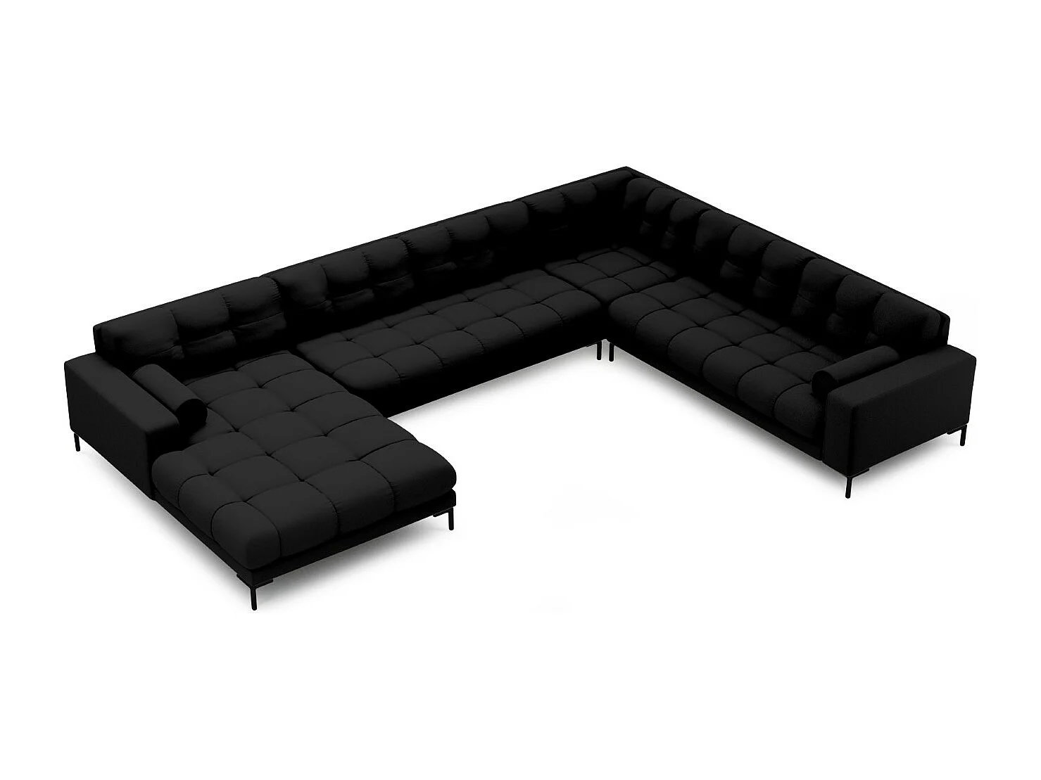 Cosmopolitan Design - Narożnik prawy panoramiczny, "Bali" 7 miejsc tkanina strukturalna, czarny - 327x256x75cm 3743940 - obrazek 1