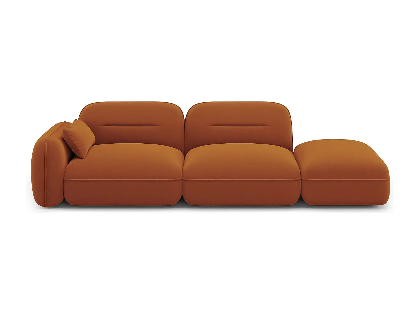 Cosmopolitan Design - Sofa modułowa bok prawy, "Sydney" 3 miejsca welur, terakota - 295x90x70cm 3743943 - obrazek 1