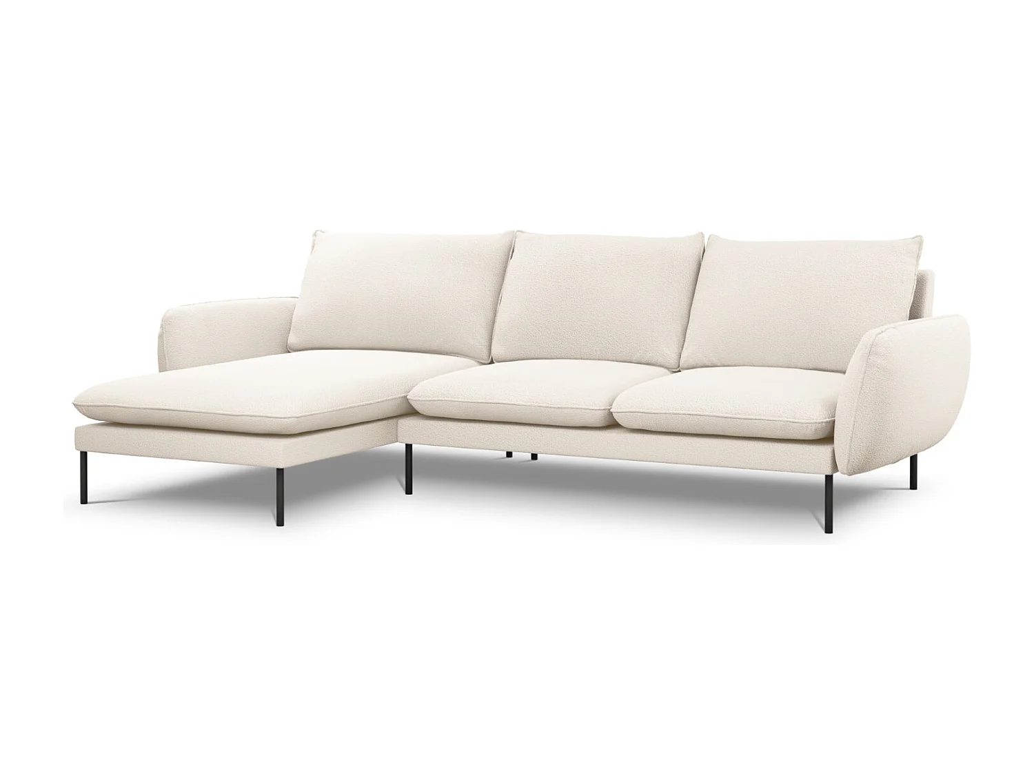 Cosmopolitan Design - Narożnik lewy, "Vienna" 5 miejsc boucle, beż - 255x170x95cm 3743945 - obrazek 1