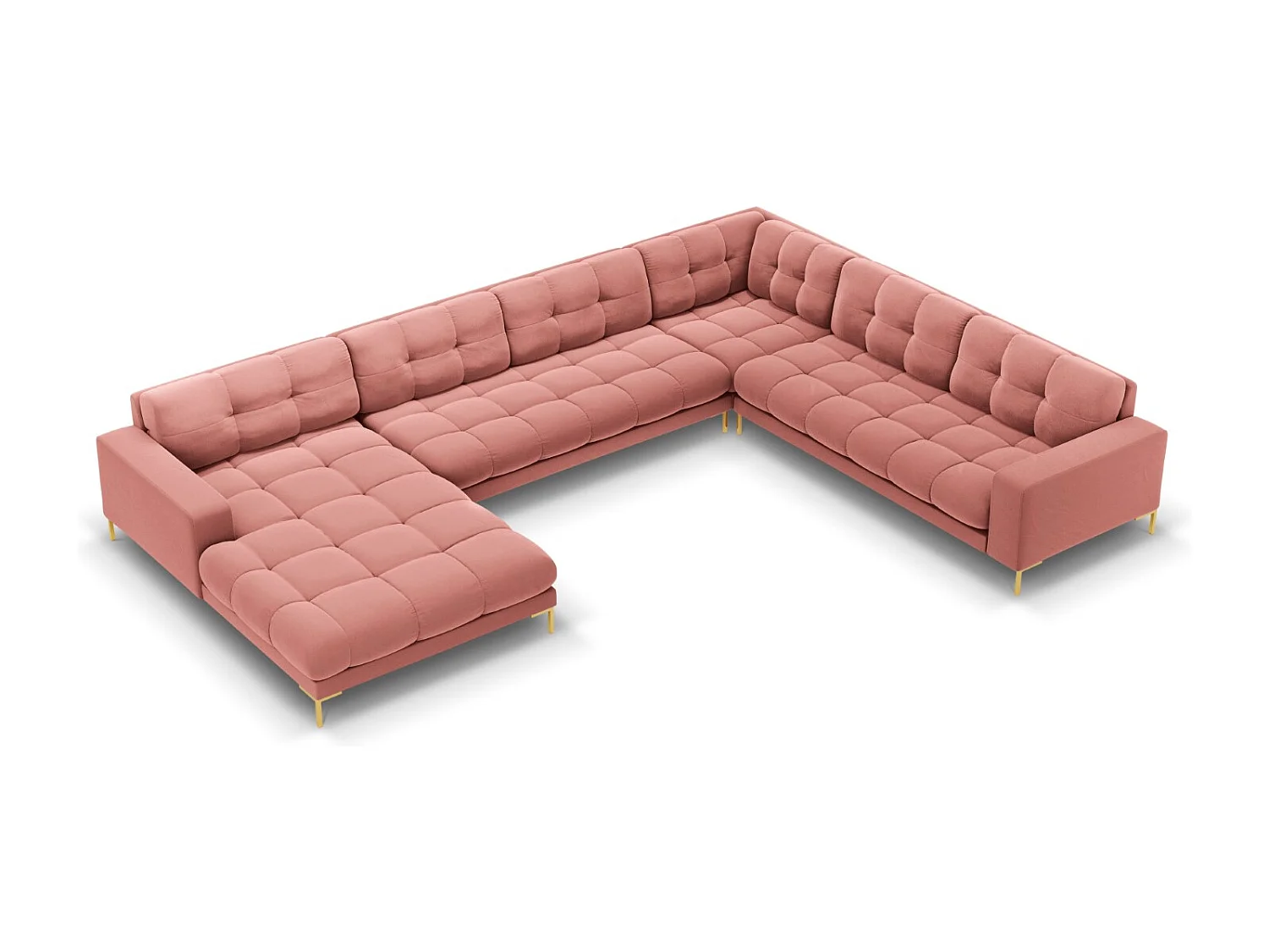 Cosmopolitan Design - Narożnik prawy panoramiczny, "Bali" 7 miejsc welur, róż - 327x256x75cm 3743959 - obrazek 1
