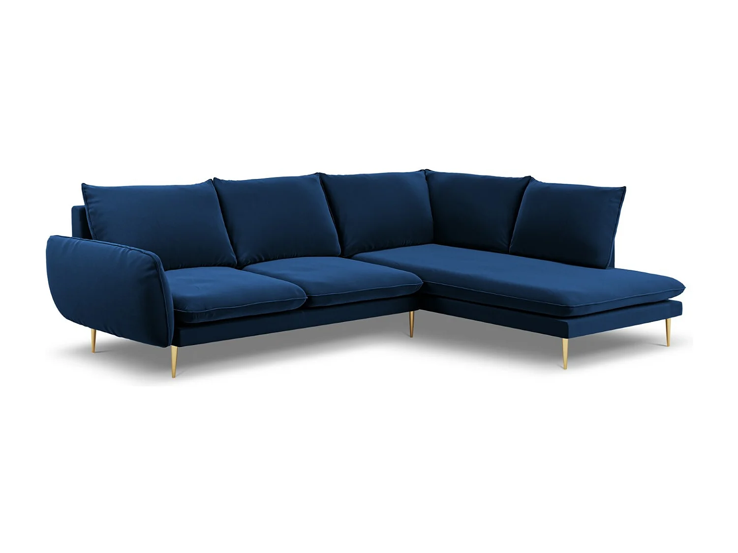Cosmopolitan Design - Narożnik prawy, "Vienna" 6 miejsc welur, błękit królewski - 275x185x95cm 3743991 - obrazek 1