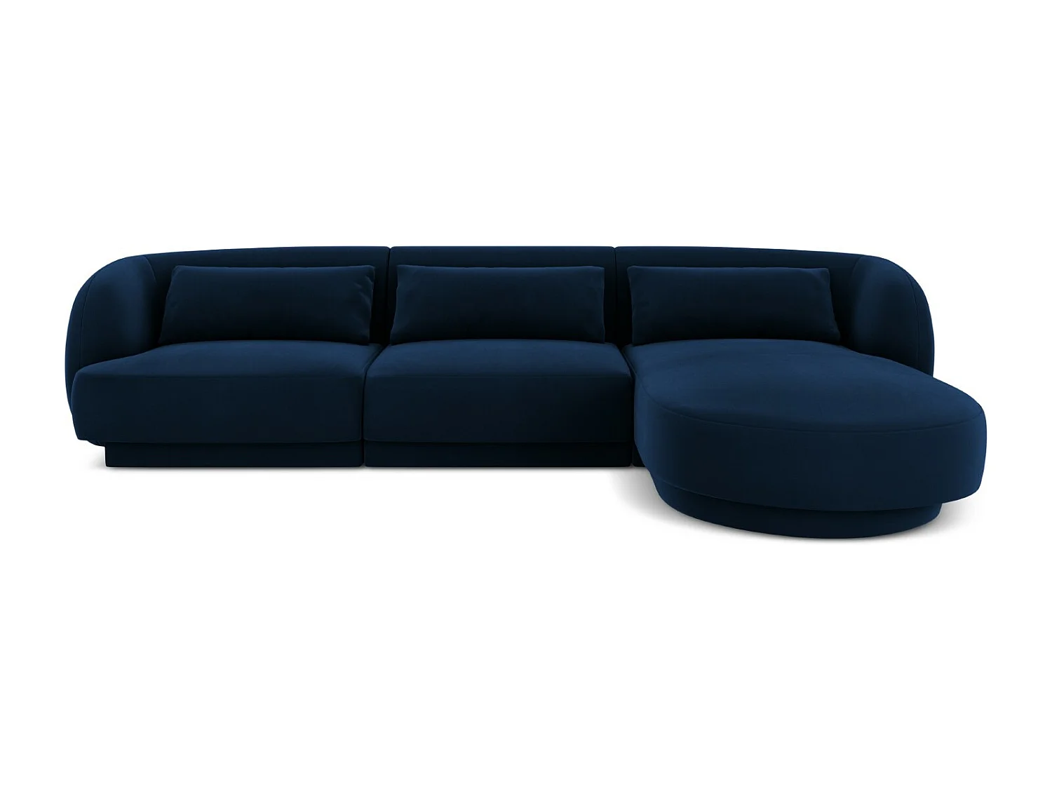 Cosmopolitan Design – Narożnik prawy, „Tulum” 4 miejsca welur, błękit królewski – 255x156x70cm 3744024
