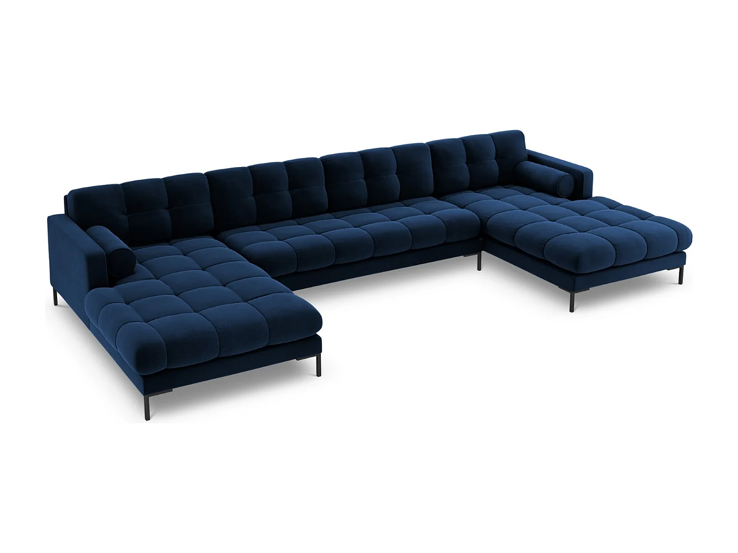 Cosmopolitan Design - Sofa panoramiczna, "Bali" 7 miejsc welur, błękit królewski - 383x185x75cm 3744045 - obrazek 1