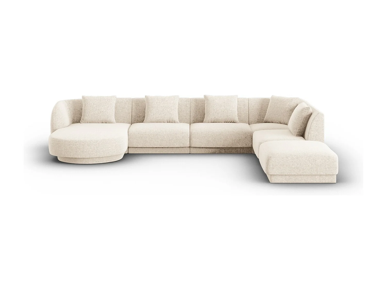Cosmopolitan Design - Narożnik prawy panoramiczny, "Tulum" 6 miejsc szenil, beż jasny - 330x255x70cm 3744055 - obrazek 1