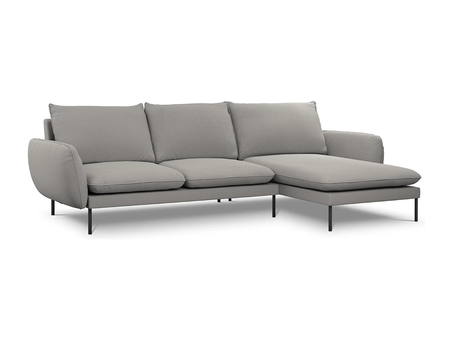 Cosmopolitan Design – Narożnik prawy, „Vienna” 5 miejsc boucle, szary – 255x170x95cm 3744049