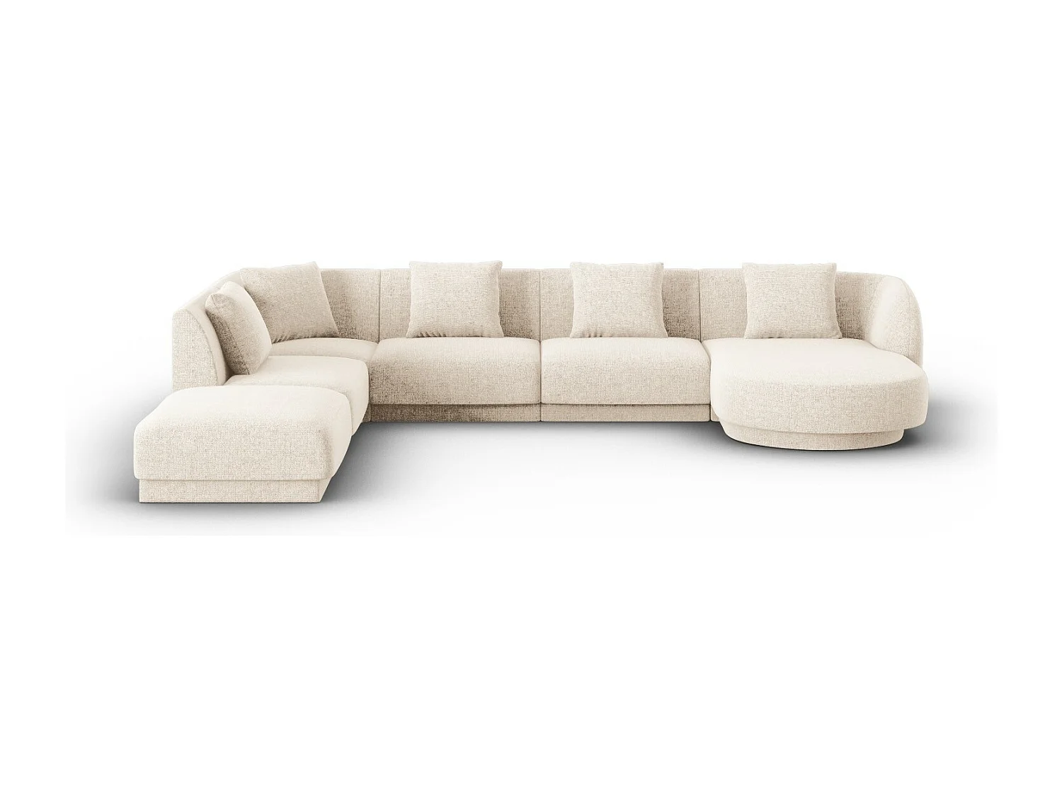 Cosmopolitan Design – Narożnik lewy panoramiczny, „Tulum” 6 miejsc szenil, beż jasny – 330x255x70cm 3744072