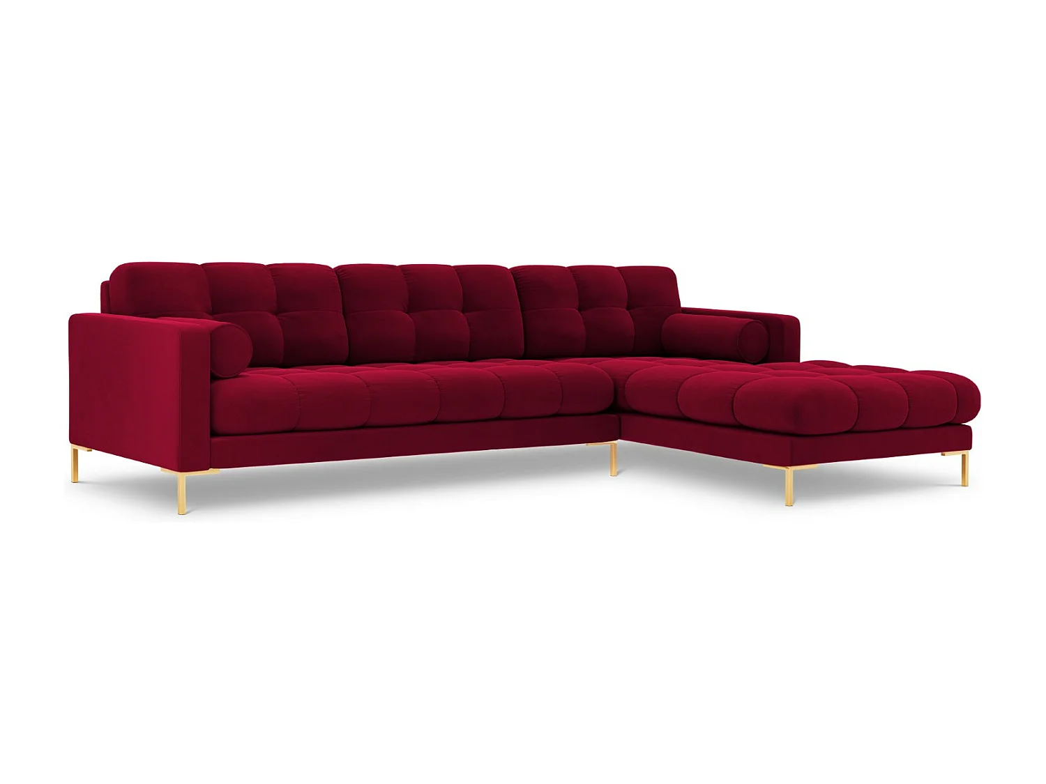 Cosmopolitan Design - Narożnik prawy, "Bali" 5 miejsc welur, czerwony - 293x185x75cm 3744071 - obrazek 1