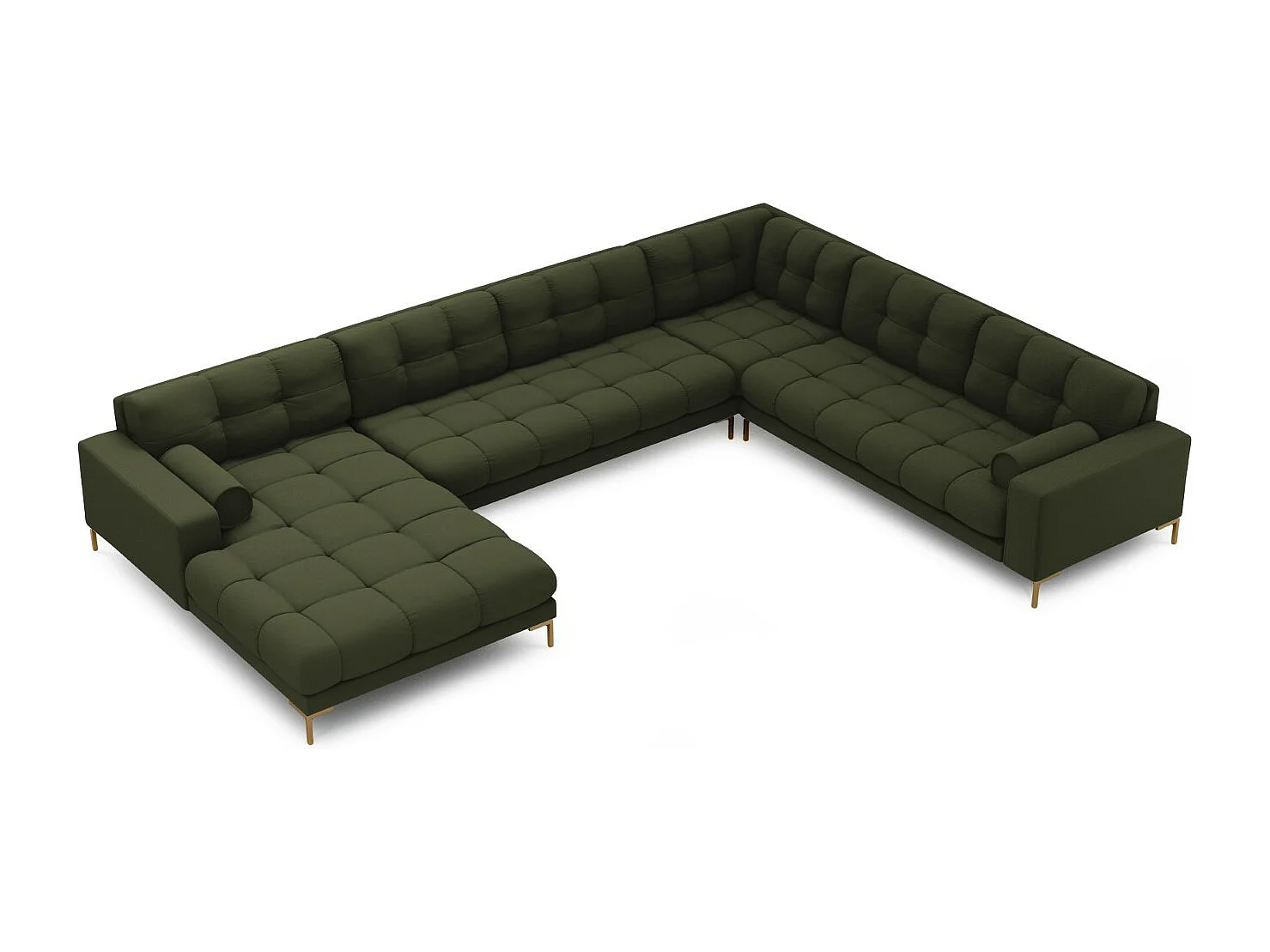 Cosmopolitan Design - Narożnik prawy panoramiczny, "Bali" 7 miejsc tkanina strukturalna, zielony - 327x256x75cm 3744105 - obrazek 1