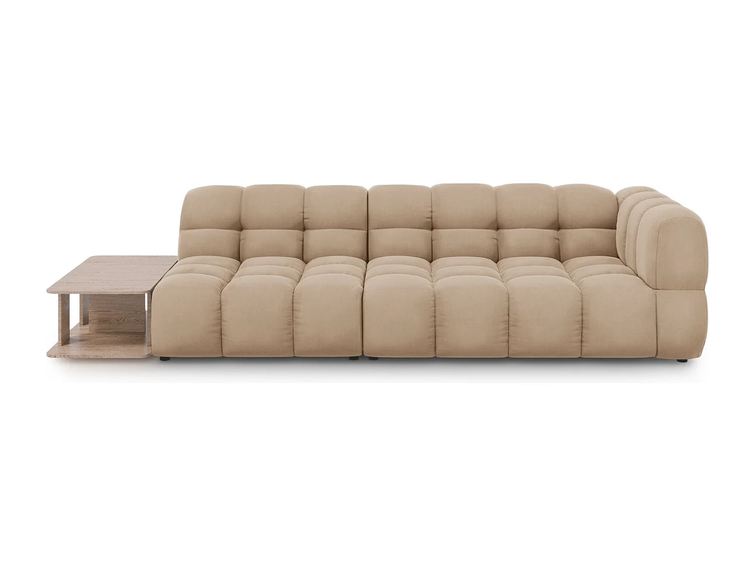 Cosmopolitan Design - Sofa modułowa bok lewy, "Sky" 4 miejsca welur, piasek - 297x102x75cm 3744120 - obrazek 1