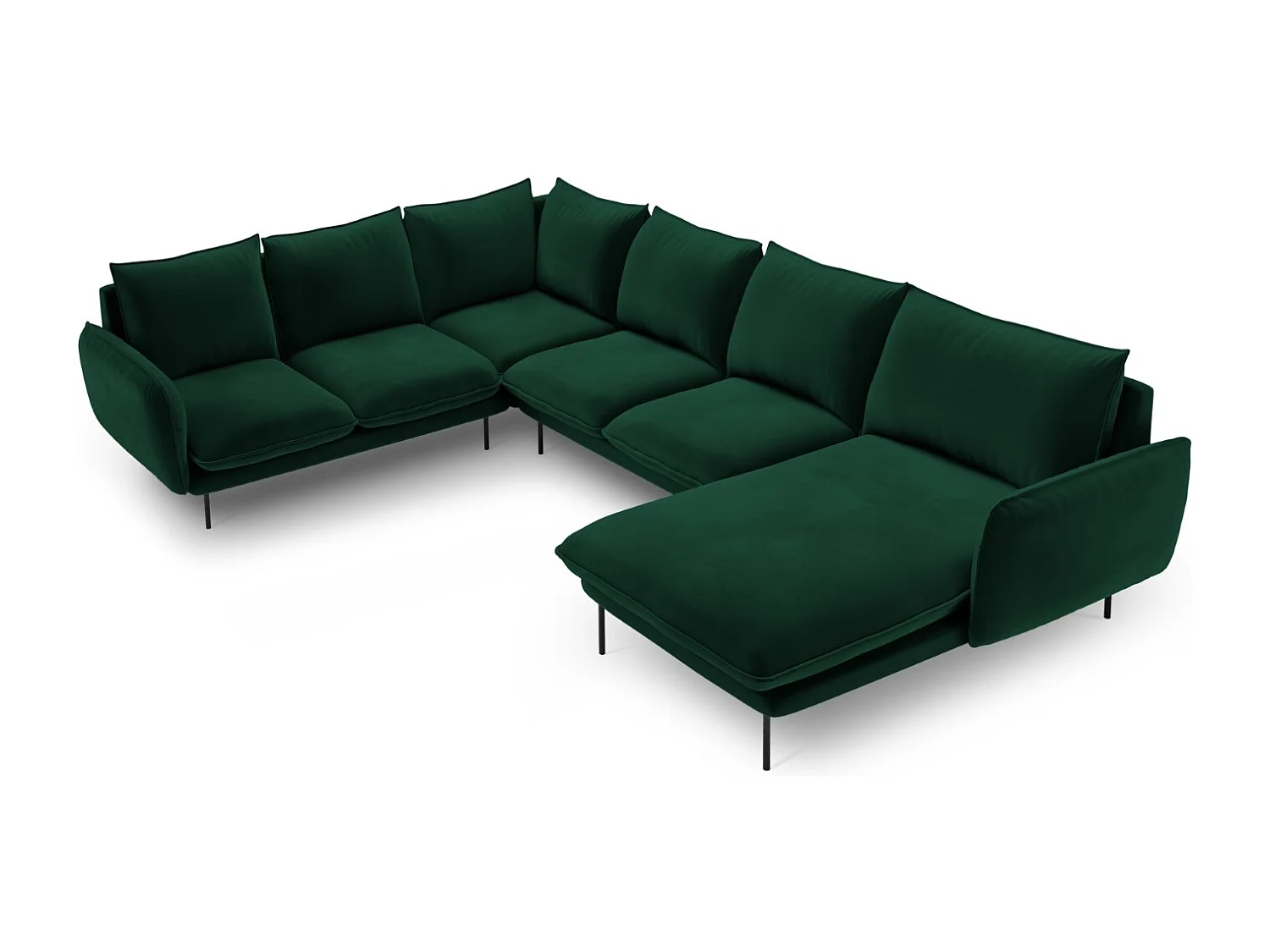 Cosmopolitan Design - Narożnik lewy panoramiczny, "Vienna" 7 miejsc welur, zielony butelkowy - 330x235x95cm 3744132 - obrazek 1
