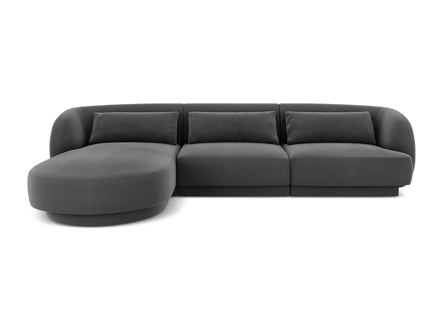 Cosmopolitan Design - Narożnik lewy, "Tulum" 4 miejsca welur, szary - 255x156x70cm 3744133 - obrazek 1
