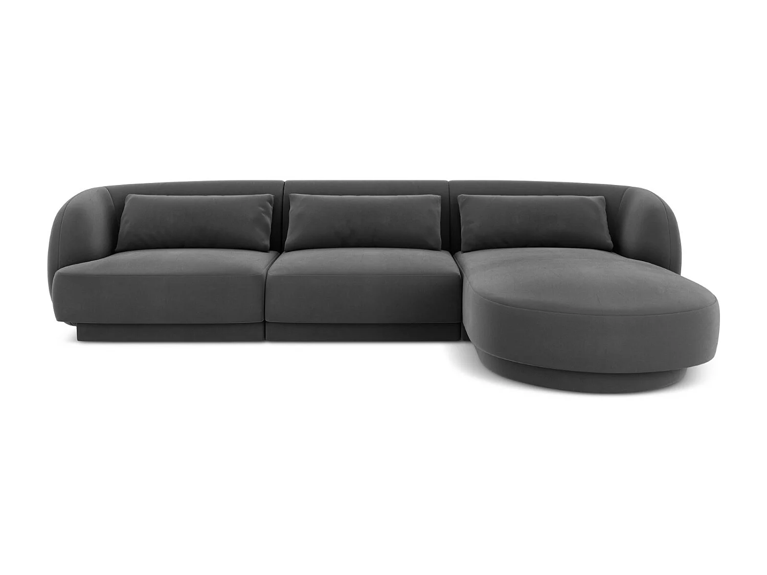 Cosmopolitan Design – Narożnik prawy, „Tulum” 4 miejsca welur, szary – 255x156x70cm 3744140