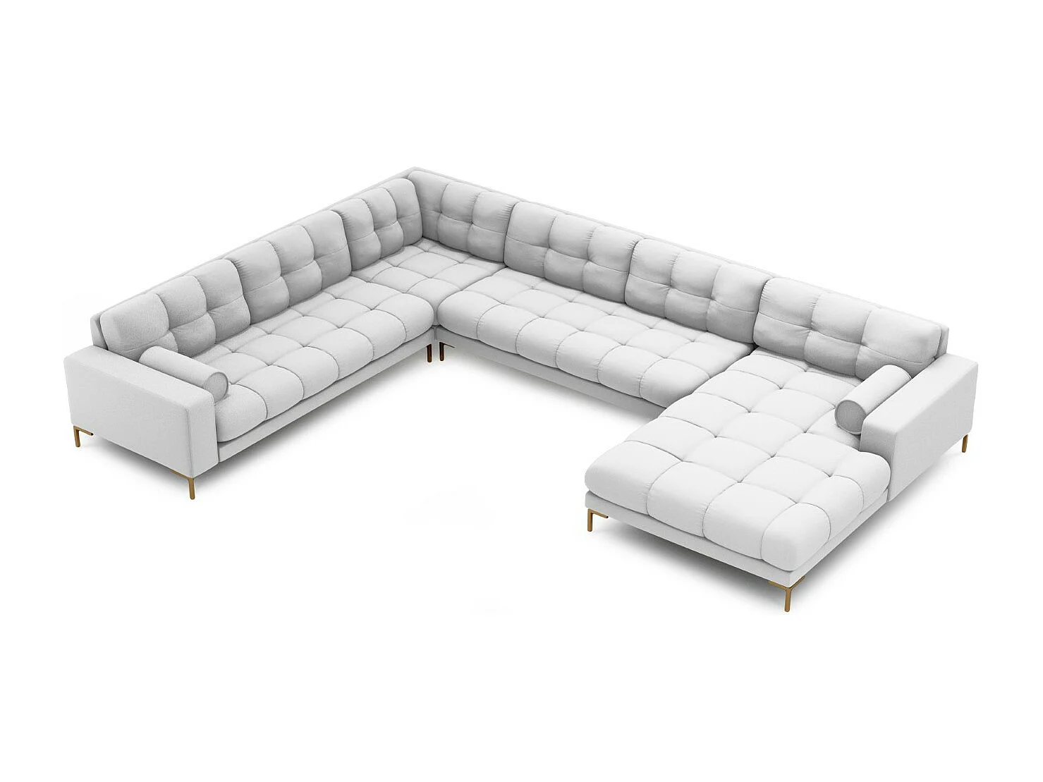 Cosmopolitan Design – Narożnik lewy panoramiczny, „Bali” 7 miejsc tkanina strukturalna, szary jasny – 327x256x75cm 3744149
